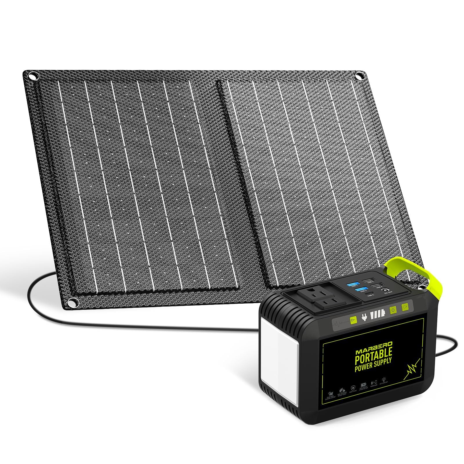 MARBERO 88.8Wh Solar Generator with 21W Solar Panel Included Portable Power Station 80W 110V 120W Max for Camping Outdoor Hiking