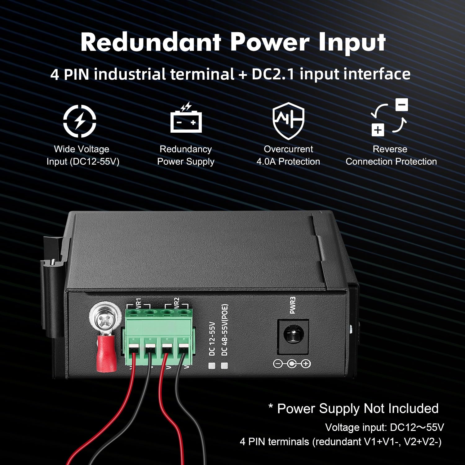 Mokerlink 6 Port Industrial Din Rail Gigabit Switch, 4 X 100/1000Mbps Ports And 1 Gigabit Uplink, 1 Gigabit Sfp, Metal Din Rail