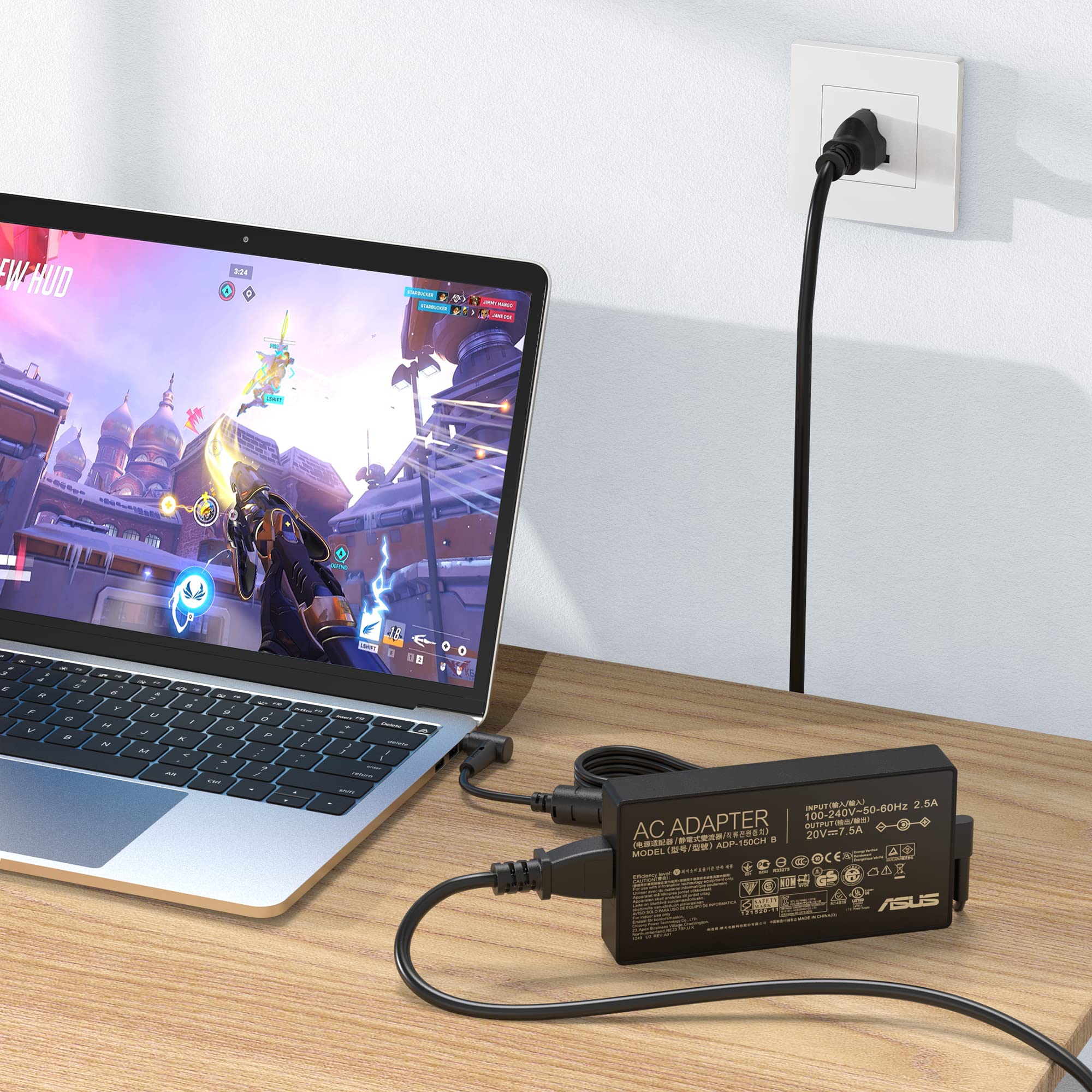 150W Charger Fit For Asus Tuf Gaming A15 Fa506Ih A17 Fa706Ih Fx505Gt Fx505Dt A18 150P1A Asus Rog G531Gt Al123T Xs53 G531Gd Zenbo