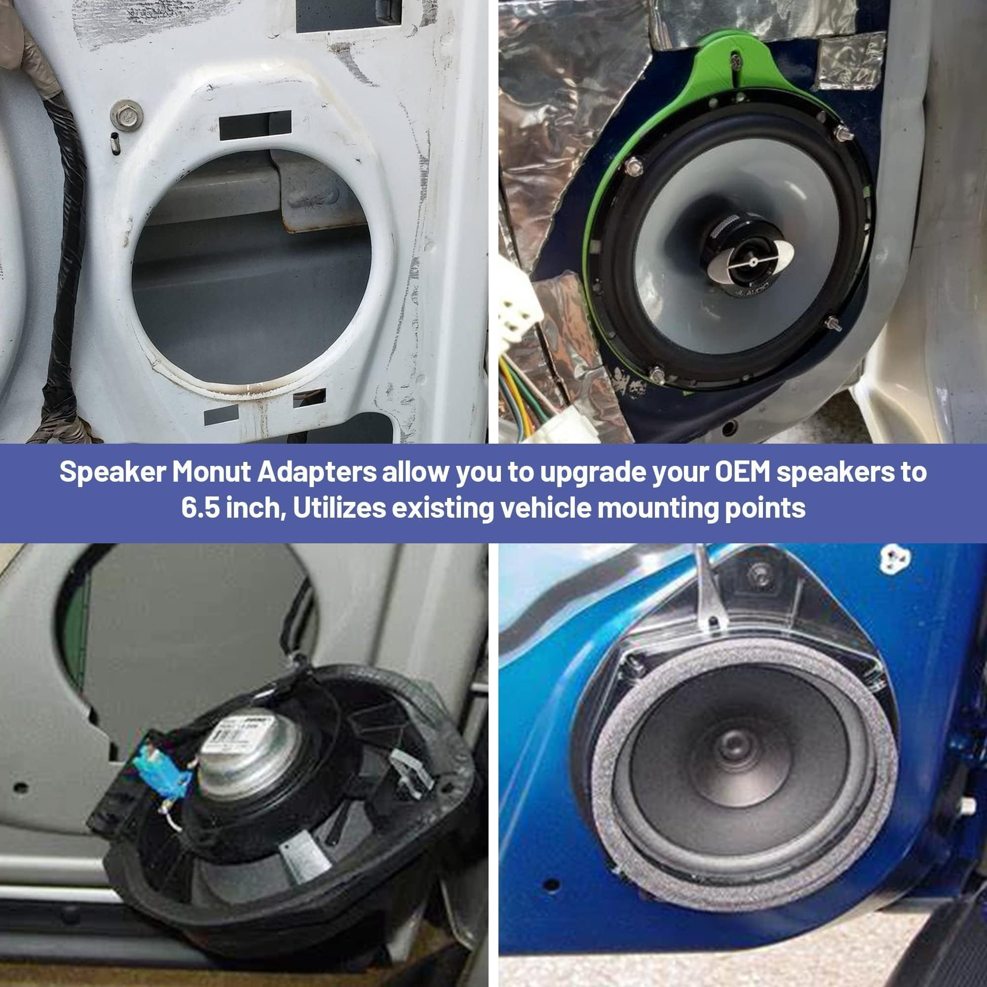 Nuith Aftermarket Front & Rear Door Speaker Adapter Spacer Ring For Gm Gmc 2006 2019, Chevy 2006 2021, Cadillac 2007 2014 Vehicl