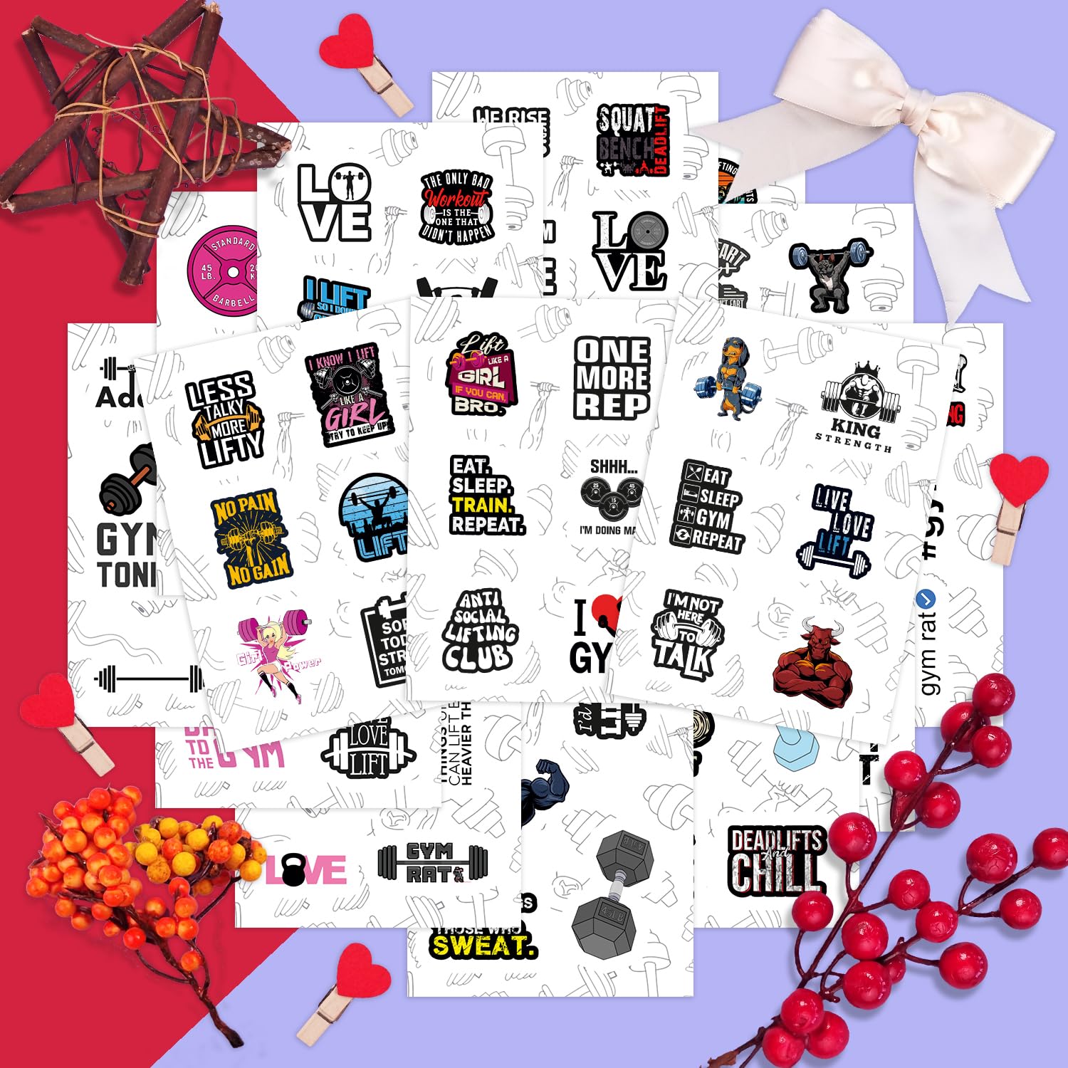 100Pcs Gym, Workout And Weightlifting Stickers For Water Bottle & Laptop   Workout Gifts For Women, Mom   Waterproof Vinyl Decal