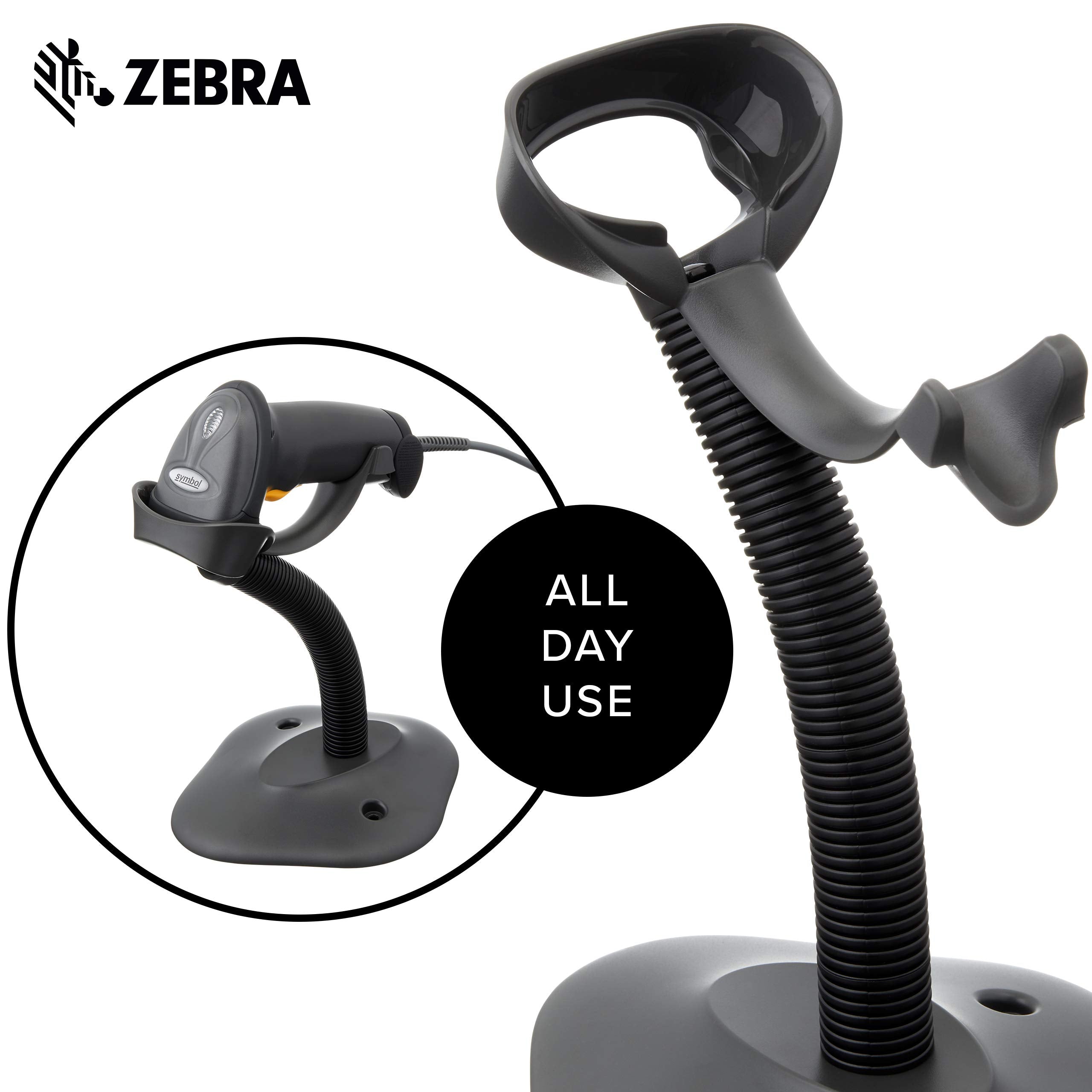 Zebra Gooseneck Stand For Ls2208 Series Handheld Scanner Twilight Black 20-61019-02R