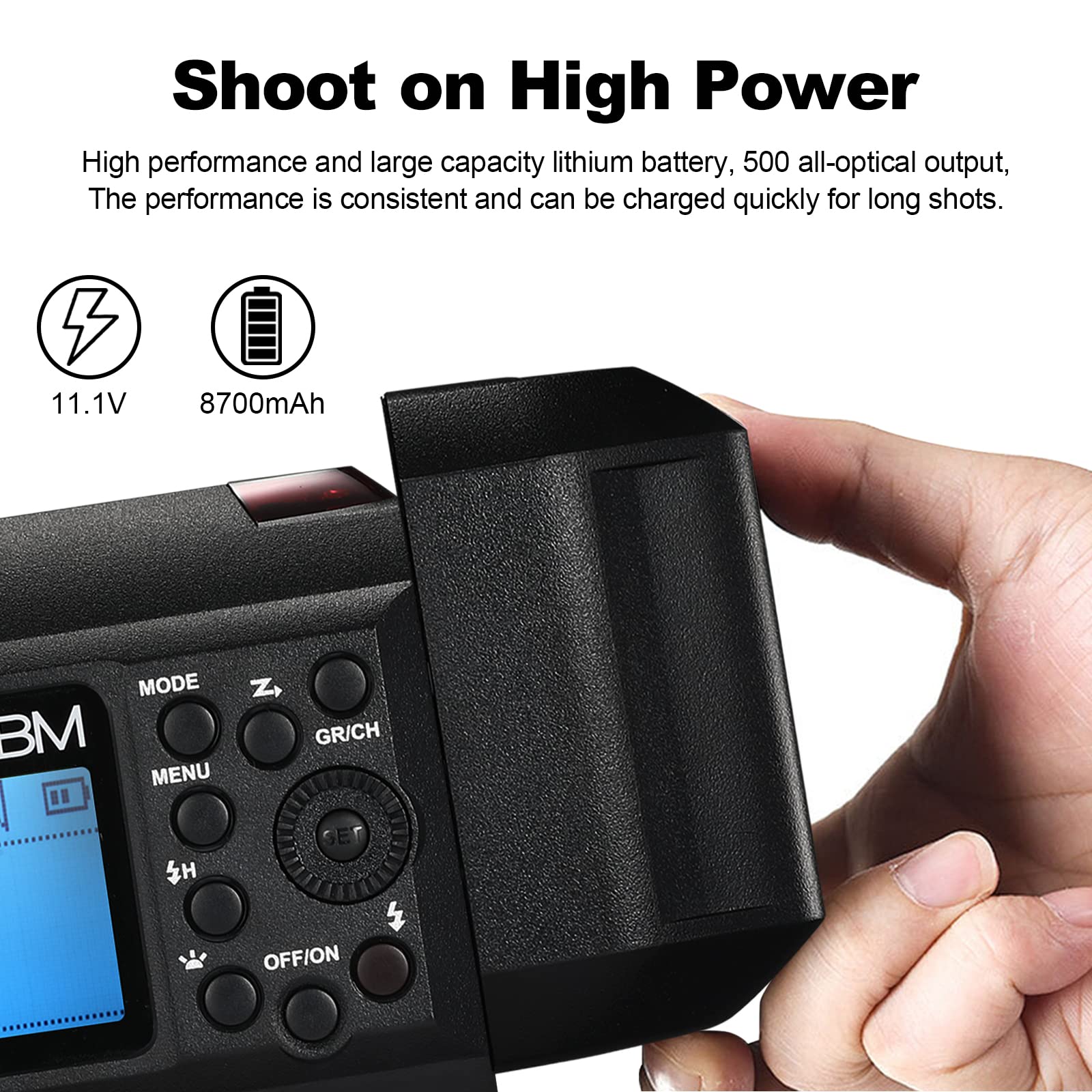 Godox Ad600Bm Bowens Mount 600Ws Gn87 High Speed Sync Outdoor Flash Strobe Light With 2.4G Wireless X System, 8700Mah Battery To