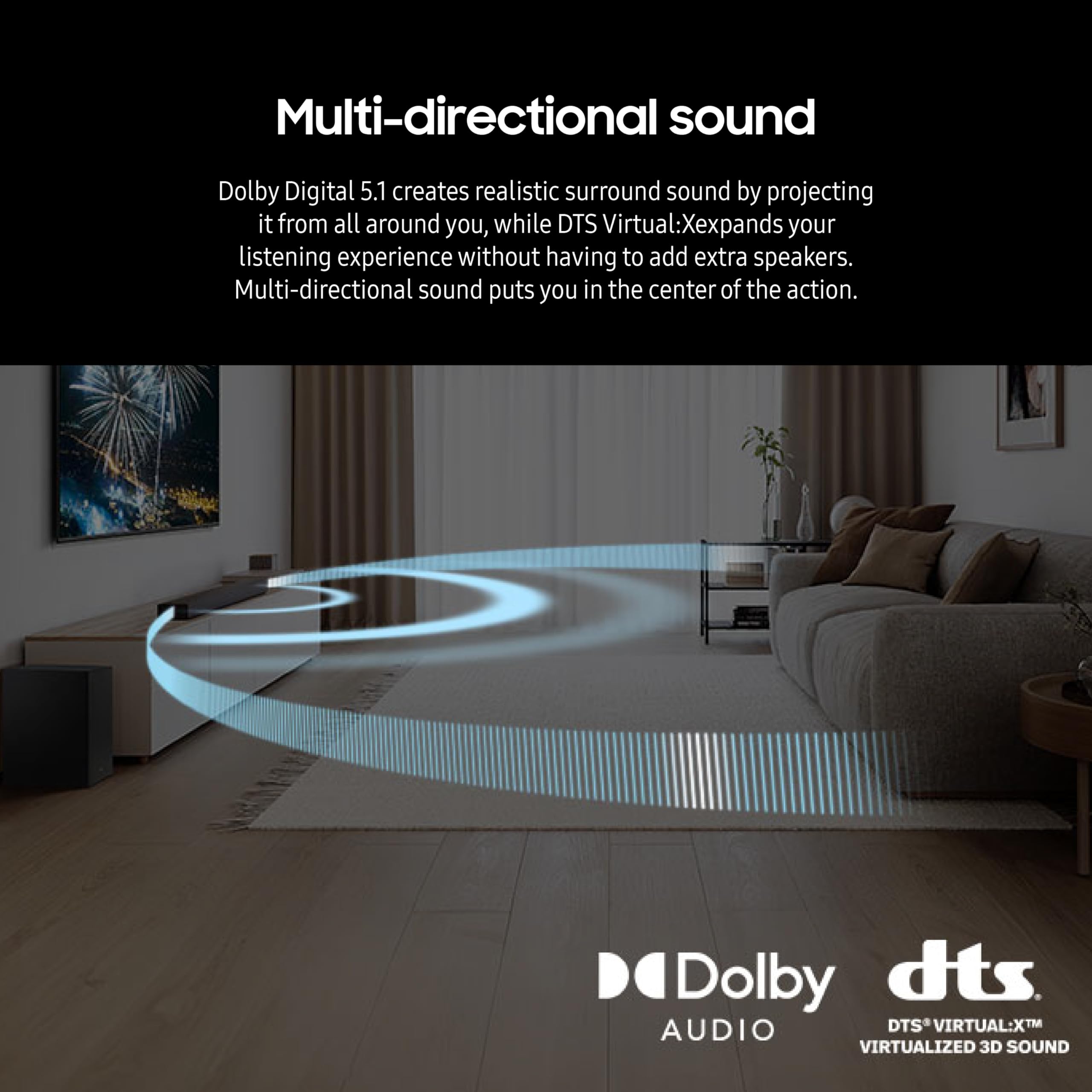 Samsung Hw-B750D/Za 5.1 Ch Soundbar W/Dolby Audio, Surround Sound Expansion, Bass Boost, Adaptive Sound, Dts Virtual:X, Wireless