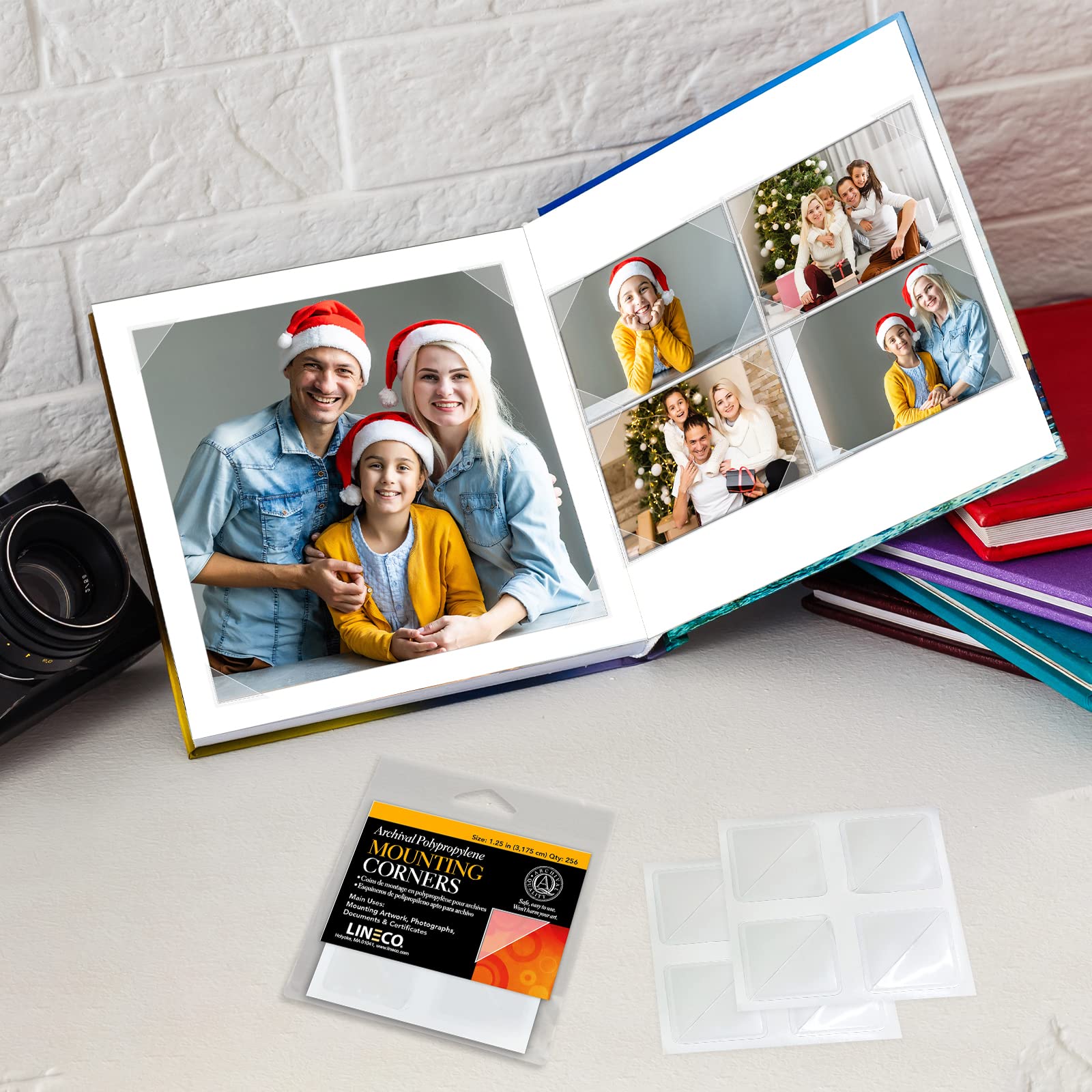 Lineco Acid Free Archival Mounting Corners Photo Corners Self Adhesive, 1.25' Polypropylene Corner (Qty:256)