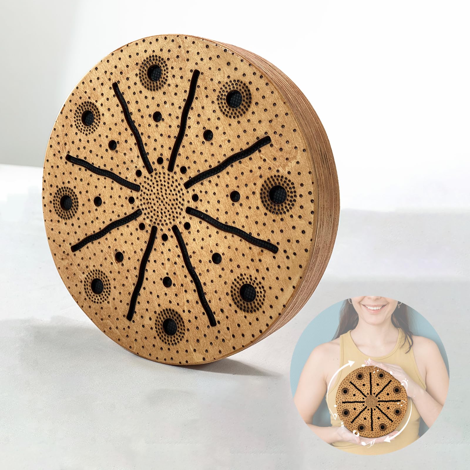 Ocean Drum 7.1 Inch - Therapeutic Ethnic Percussion Instrument for Relaxation & Meditation, Wave Bead Sound Therapy, Stress Reli