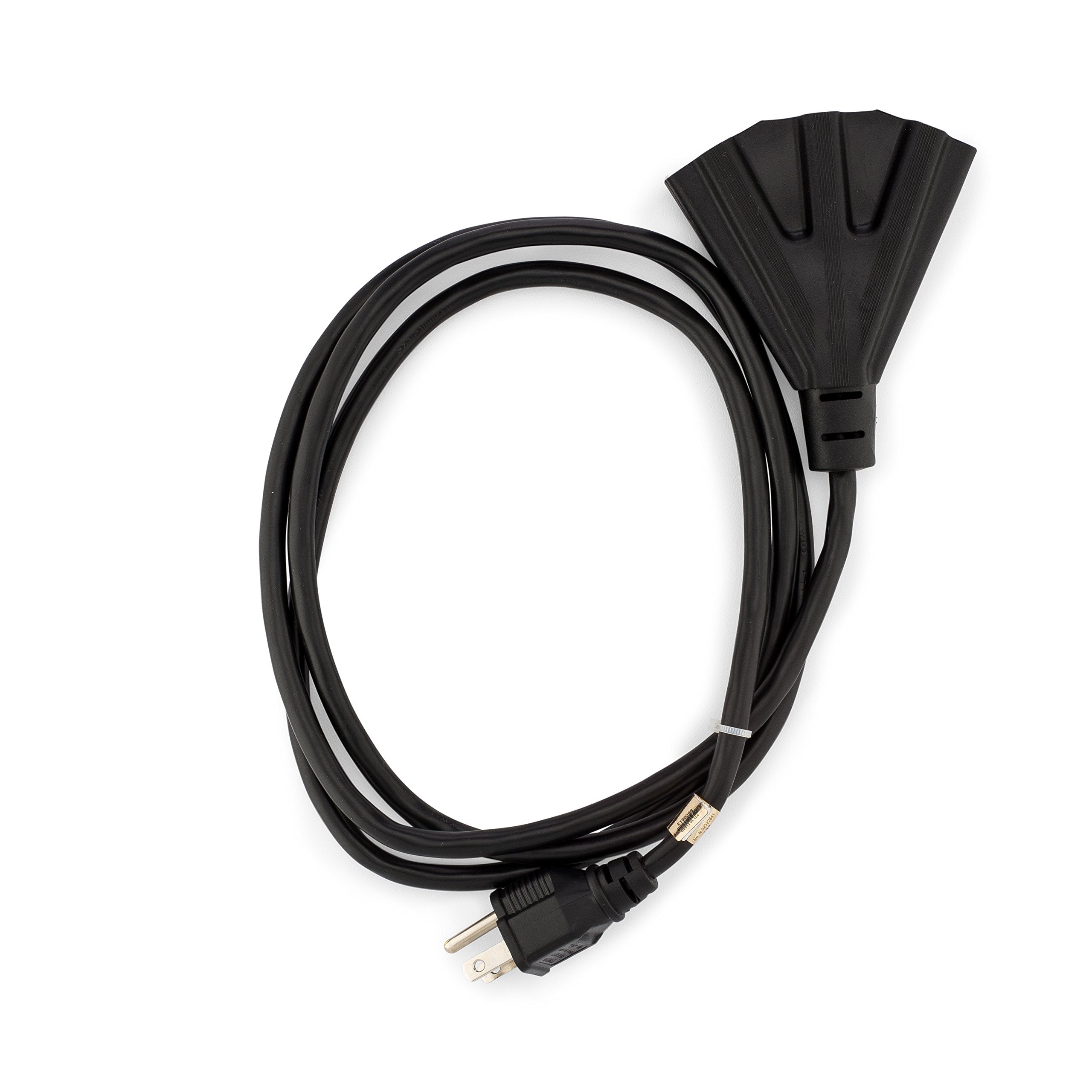 Holiday Lighting Outlet 6-Foot Black Extension Cord, 3-Prong Indoor & Outdoor Splitter, Perfect for Landscape Lighting