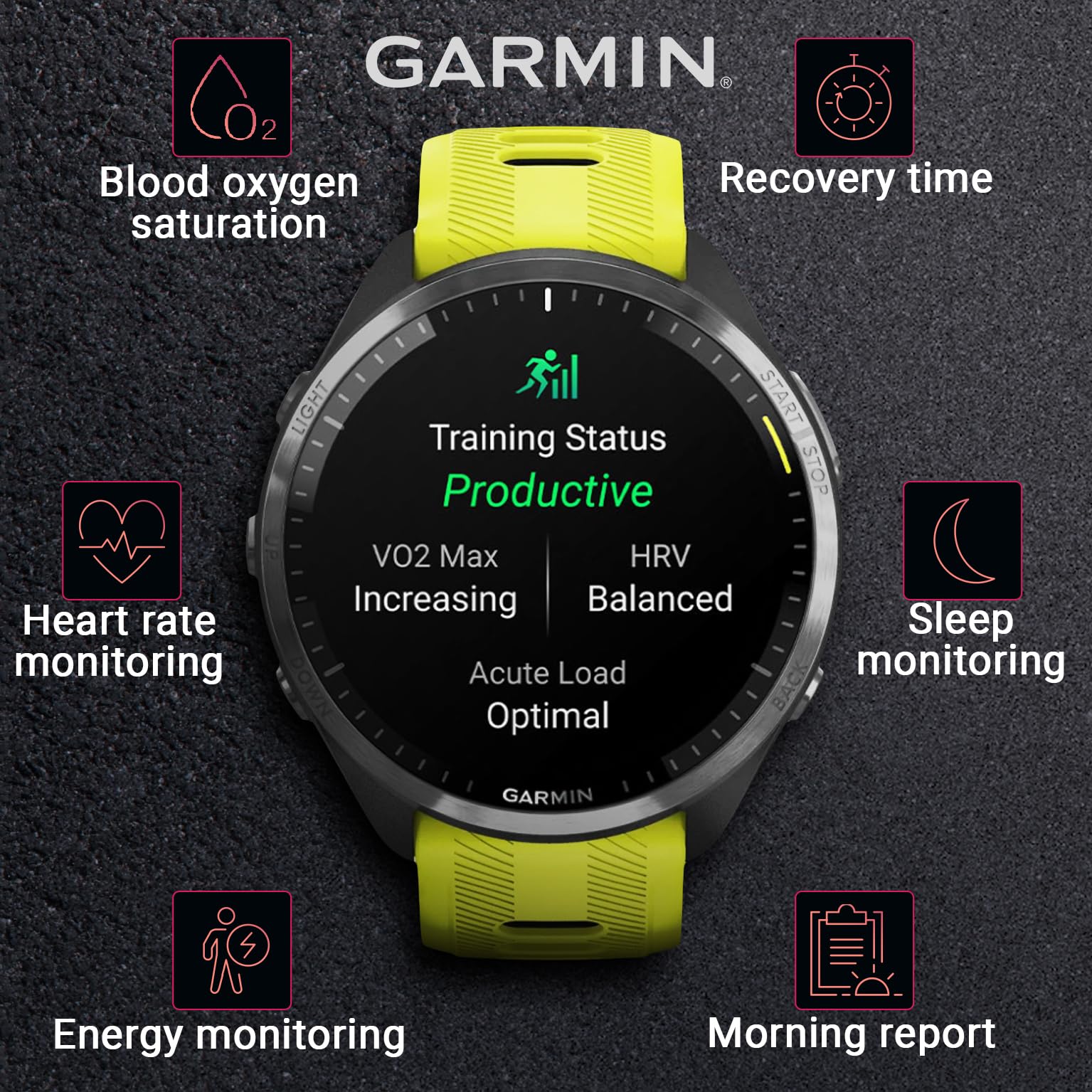 Wearable4U - Garmin Forerunner 965 - Lightweight Titanium 47 Mm: Amoled Display | Up To 23 Days Battery Lif | Triathlon & Runnin