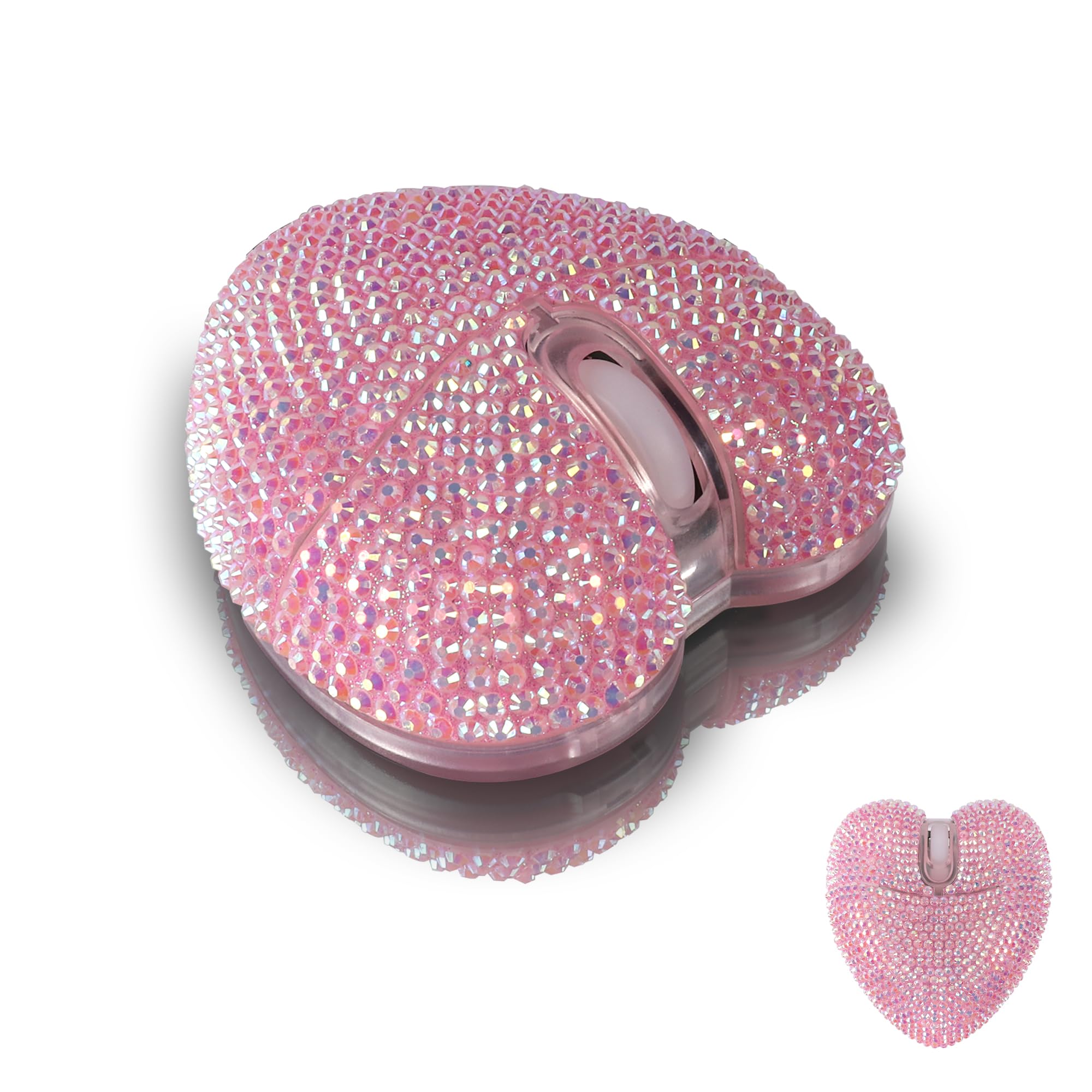 elec Space Wireless Bluetooth Mouse, Rechargeable Silent and Stylish HeartShaped Mouse for Laptop, PC  10m Range (Pink)
