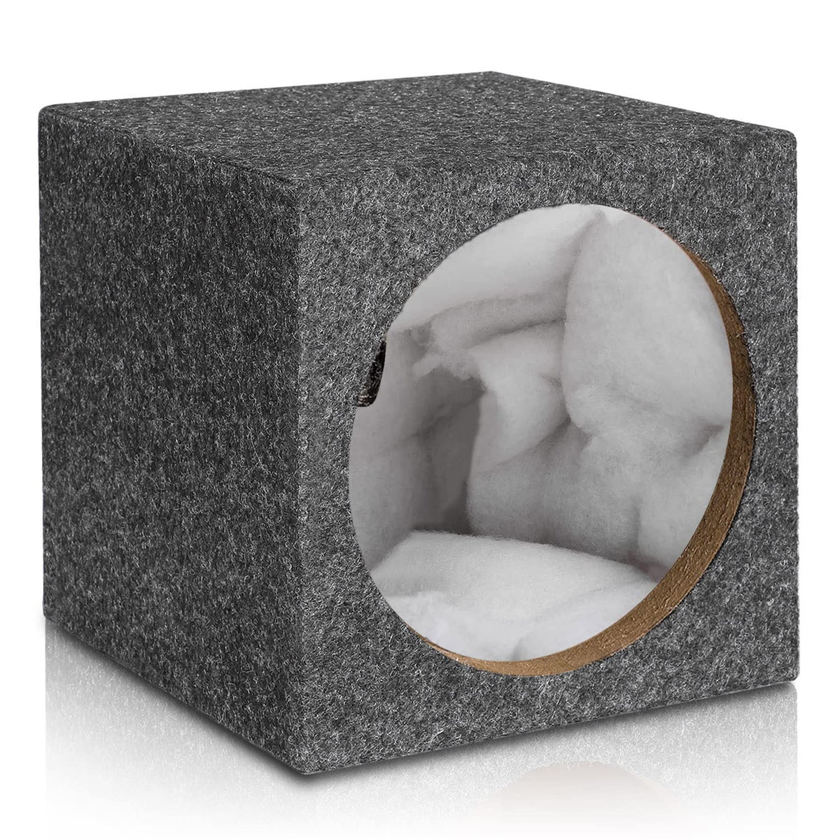 Facmogu 10In Gray Carpet Unloaded Box, Vented Speaker Enclosure With Great High Density Fibreboard Sturdy Construction, Ported Subwoofer Box With Sound Absorbing Cotton & Premium Carpeted Finish