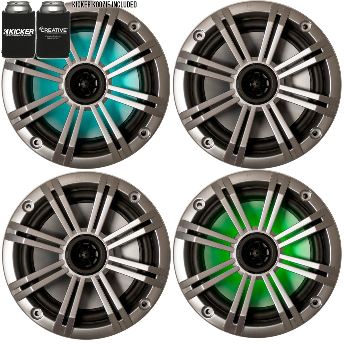 Kicker 6.5'' Silver Led Marine Speakers (Qty 4) 2 Pairs Of Oem Replacement Speakers