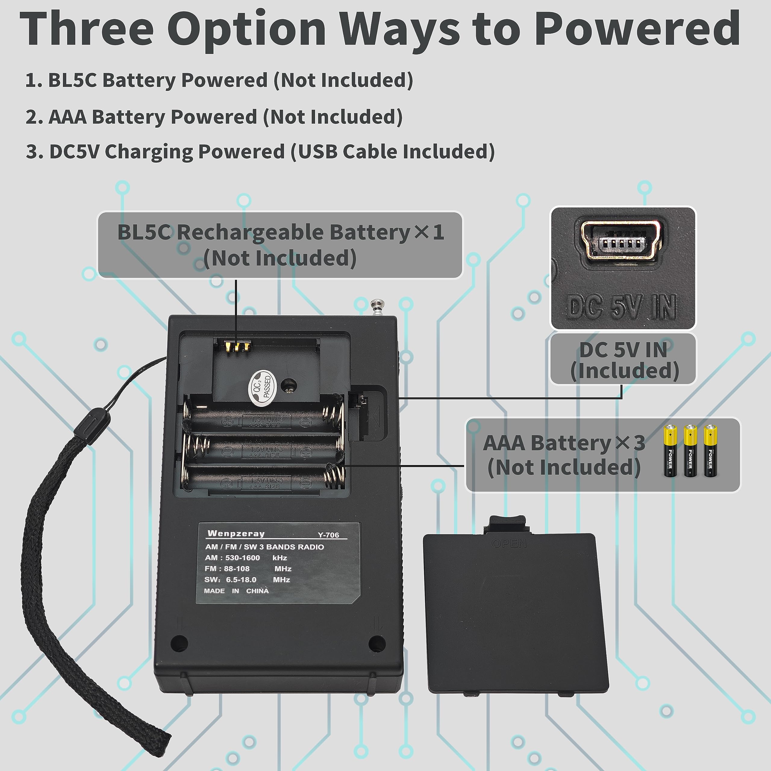 Wenpzeray Y 706 Portable Pocket Radio Am Fm Sw Band Receiver Battery Operated Transistor With Good Loud Sound Small Speaker Supp