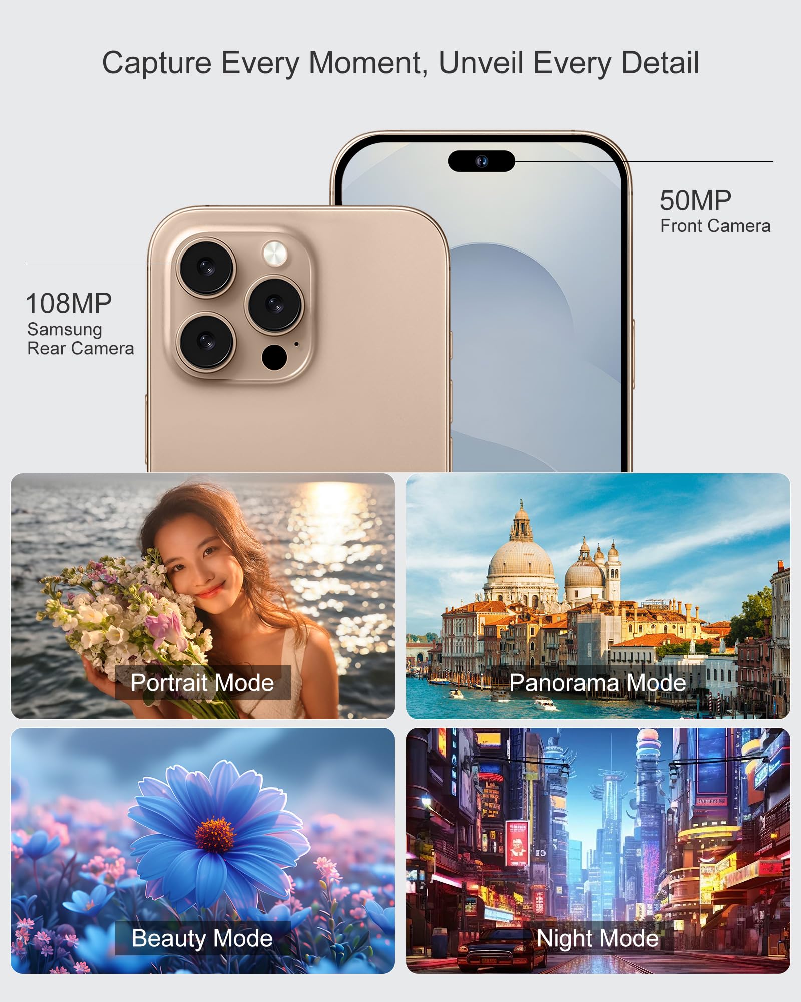 Accof I17 Pro Max Cell Phones Unlocked,Android 15 Phone 12Gb+256Gb/1Tb Expandable,6.8 Inch Screen 7800Mah Battery 108Mp Camera D