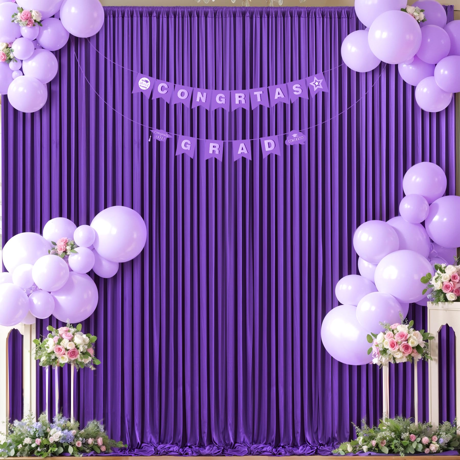 10Ft X 10Ft Purple Backdrop Curtain For Parties Purple Wrinkle Free Backdrop Drapes Panels For Wedding Mermaid Birthday Party Ba