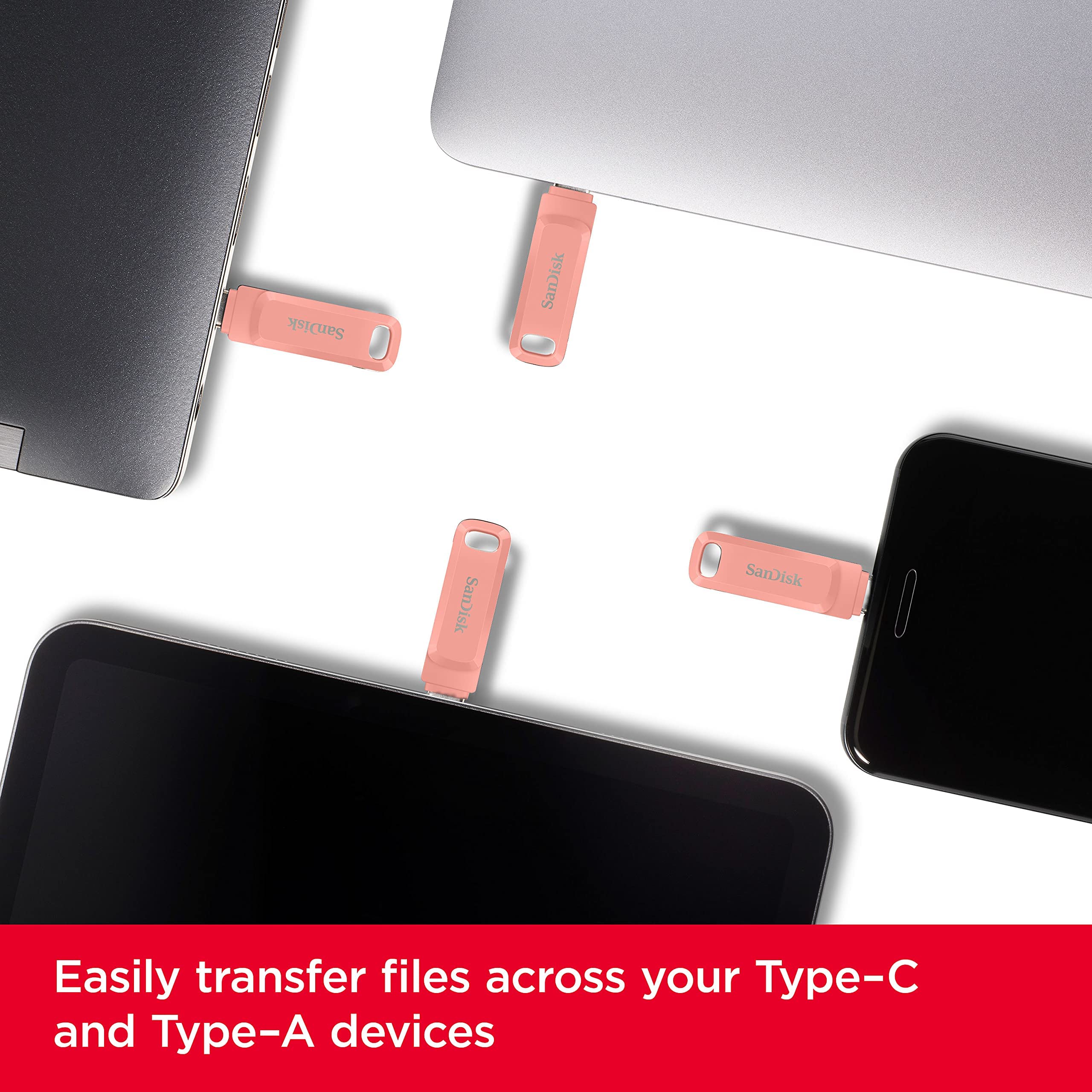 Sandisk 128Gb Ultra Dual Drive Go Usb Type-C Flash Drive, Peach - Sdddc3-128G-G46Pc