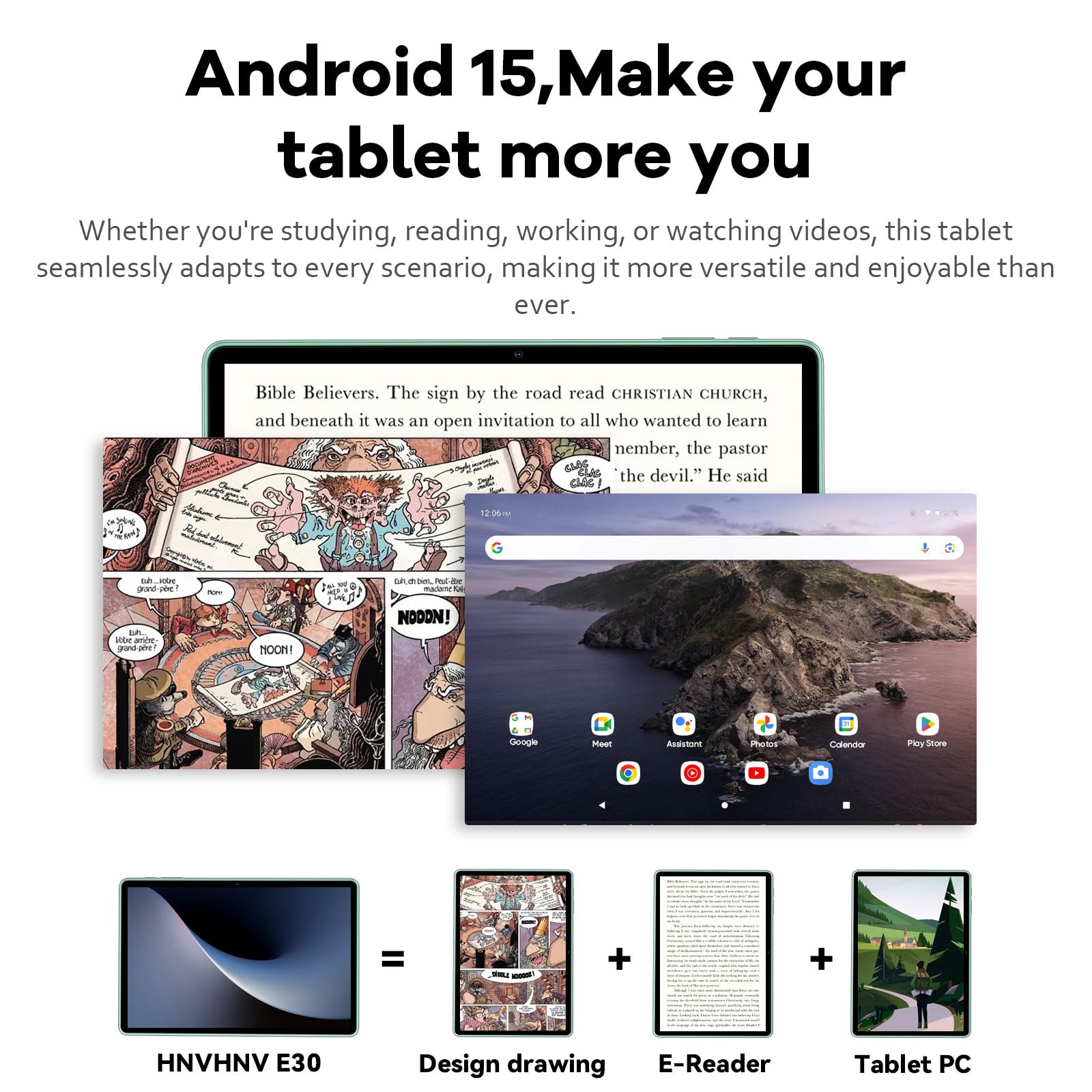 Hnvhnv Android 15 Tablet 10.1 Inch Tablet, 24Gb Ram 128Gb Rom 2Tb Expand, Octa-Core Processor, 2 Years Protection, 1280X800 Hd I