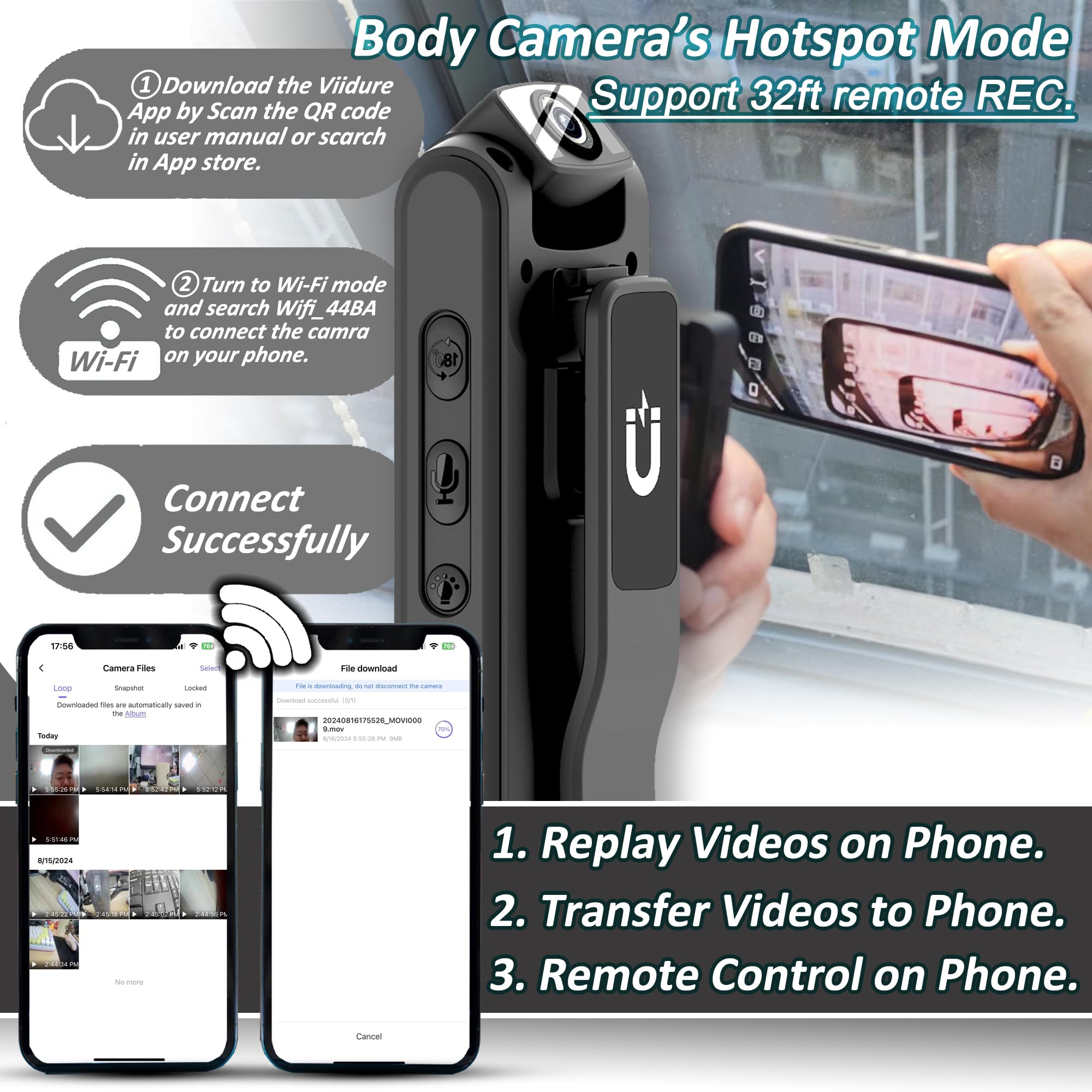 Body Camera With Audio & Video Recording  64Gb 1080P Hd Police Cop Cam For Outdoor Law Enforcement Guard Travel Cameras  With Magnetic Clip Flashlight 6Hr Battery Recorder (Black With Lanyard)