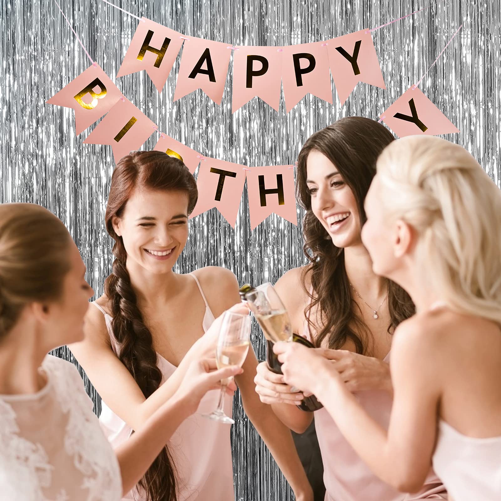 20 Pack Silver Backdrop Curtain Party Decorations Foil Fringe Backdrop Silver Tinsel Streamers Birthday Bachelorette New Year Ch