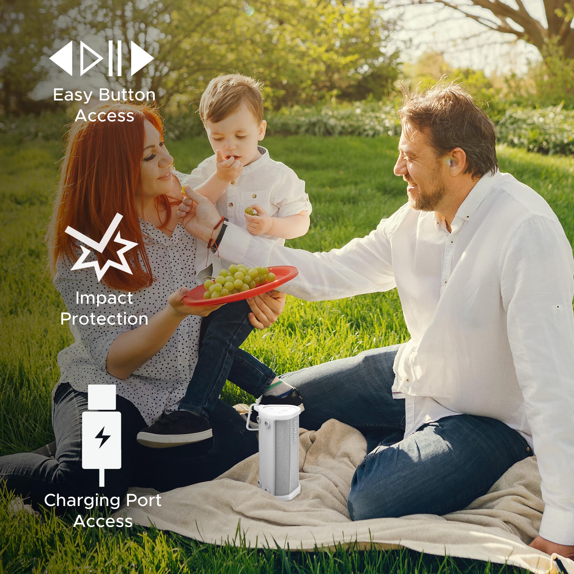 Heavy Duty Protective Silicone Carrying Case For Sonos Roam & Roam Sl | White | Protect Your Wireless Bluetooth Speaker Using Th