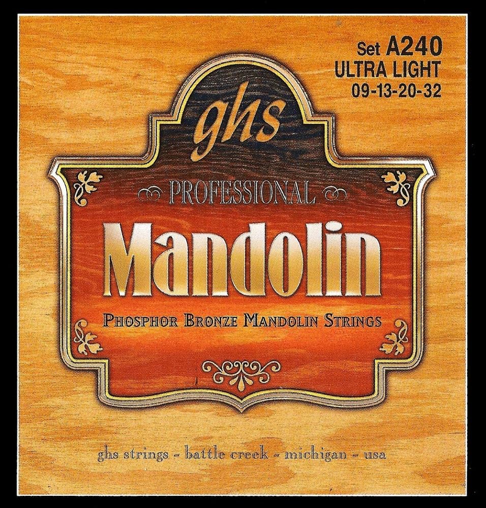 Ghs Strings A240 Phosphor Bronze Mandolin Strings, Loop End, Ultra Light (.009 032)