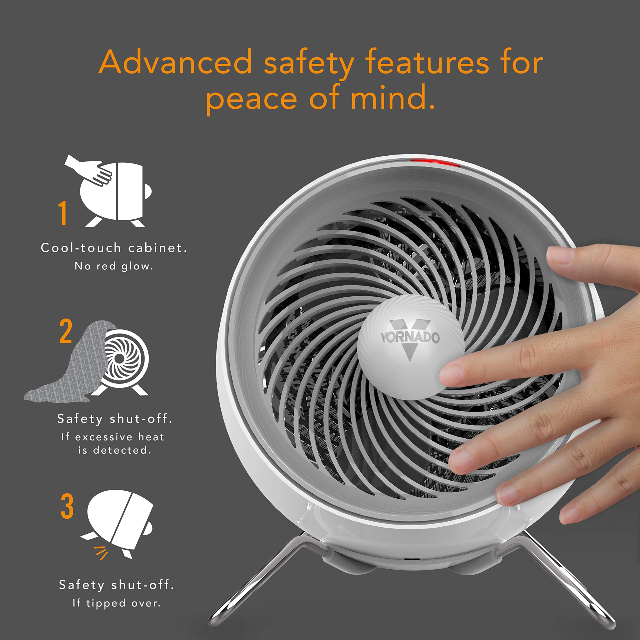 Vornado Pivot Heat Electric Space Heater With 20 Degrees Of Tilt, Adjustable Thermostat, Advanced Safety Features, For Home And