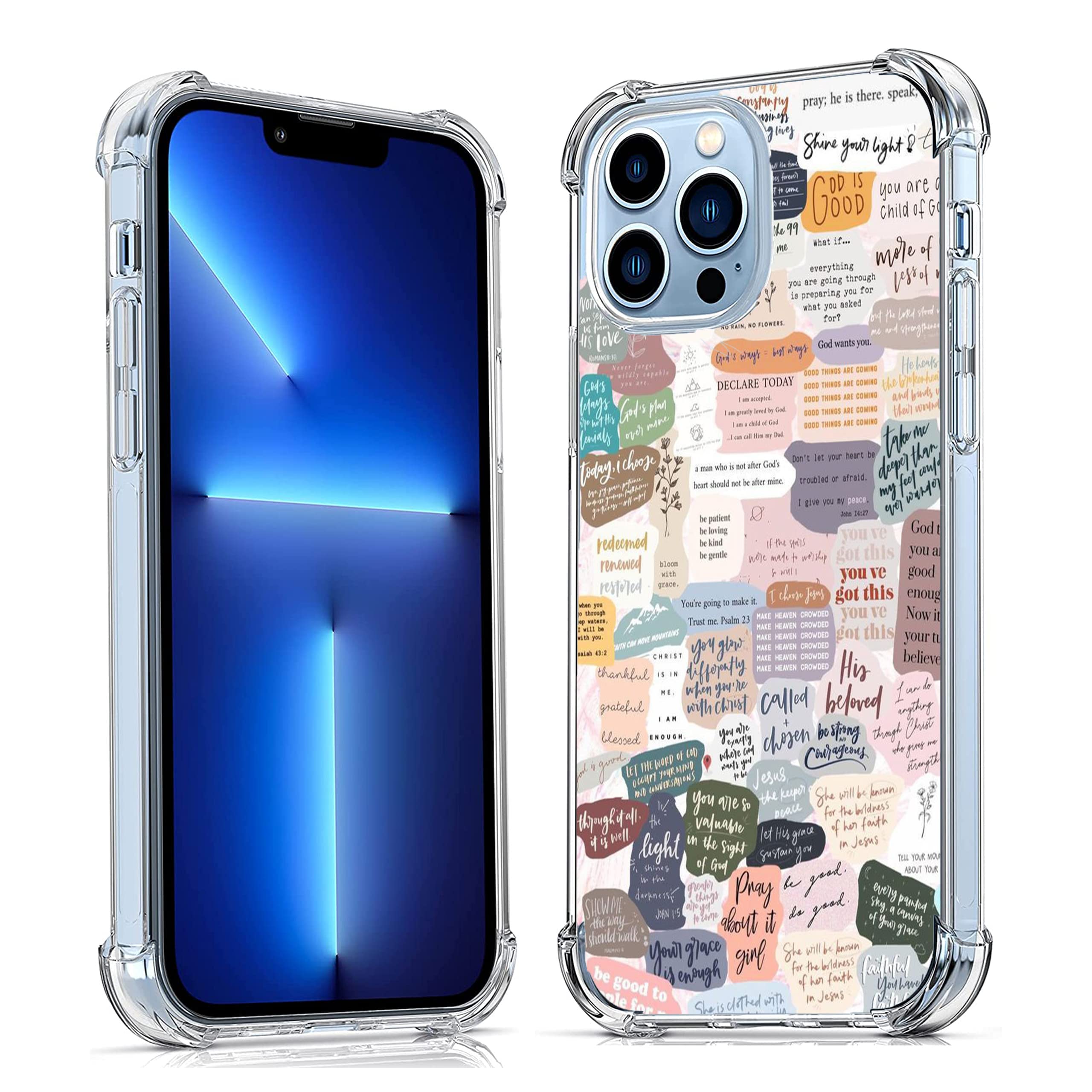 Bible Verses For Iphone 13 Pro Case,Christian Jesus Quotes Collage Pattern For Christians,Trendy Soft Tpu Protective Case Compat
