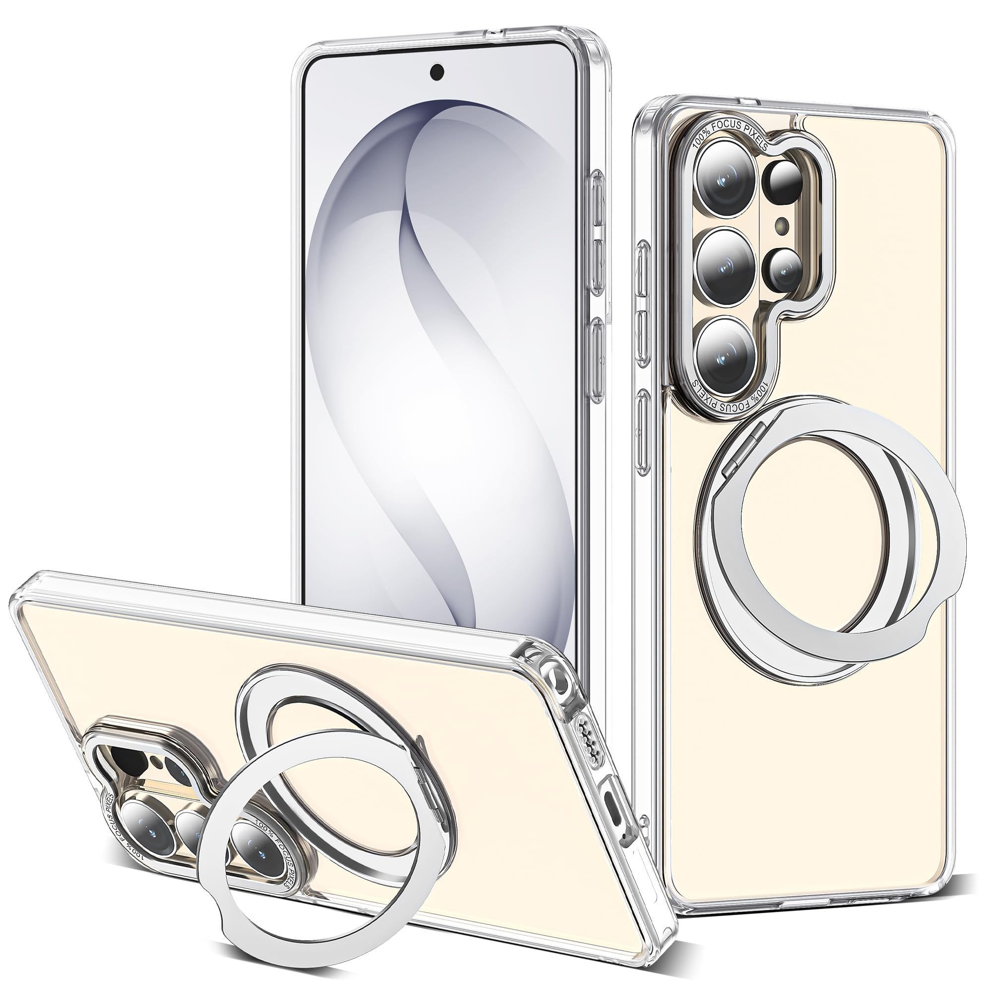 Zalinbo for Samsung Galaxy S26 Ultra Case with 360Rotatable Magnetic Ring Stand Compatible with Mag-Safe Military Protection Tra