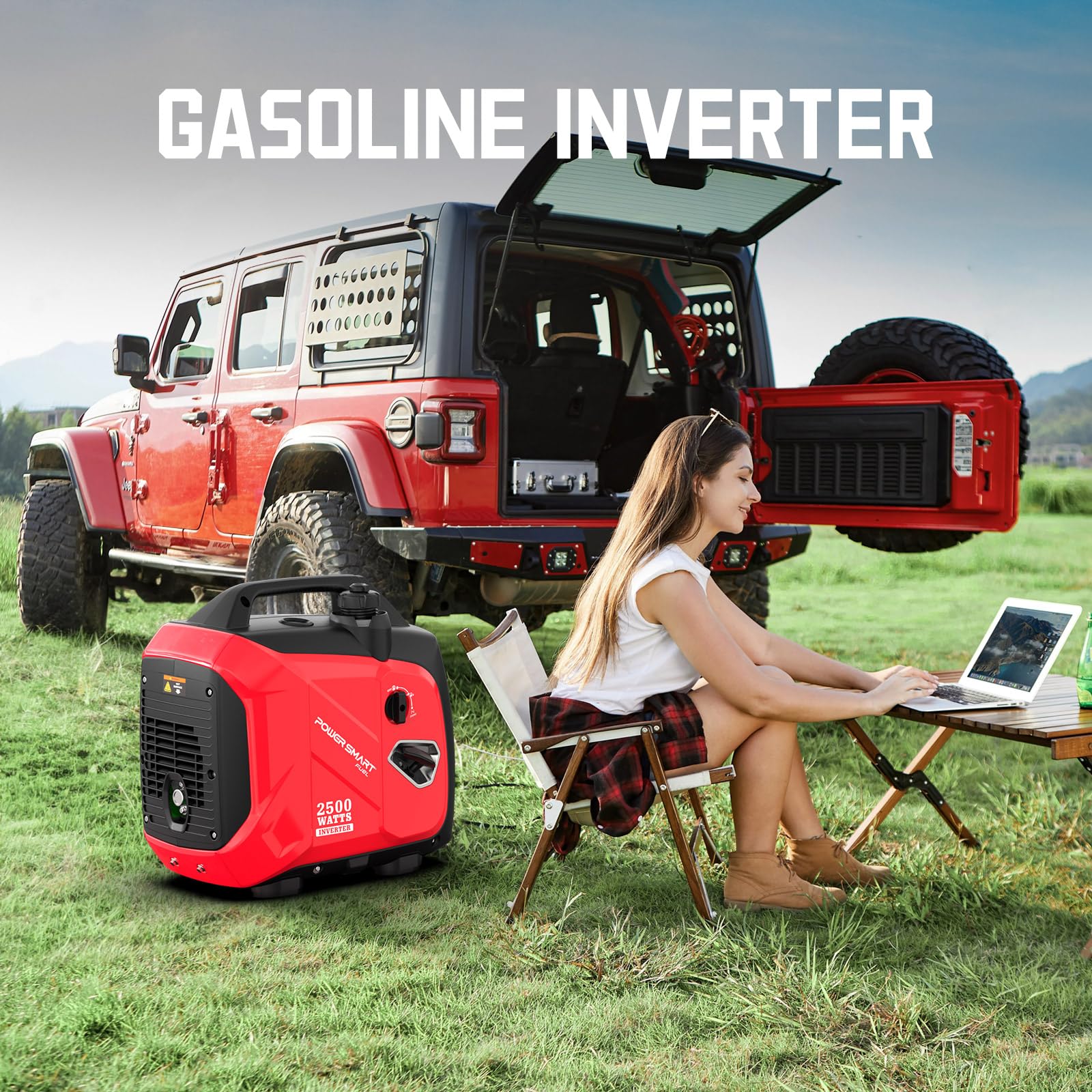 Powersmart 2500 Watt Portable Inverter Generator, Super Quiet For Camping, Tailgating, Home Emergency Use, Ultra Lightweight, Ep
