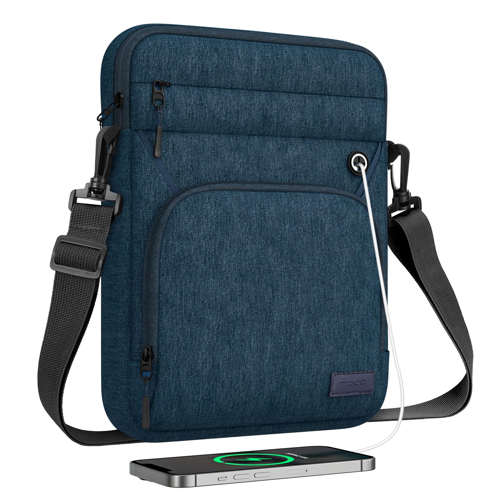 MoKo 9 11 Inch Tablet Sleeve Bag, Fits iPad Air 5 10.9' 2022, iPad 9/8/7th 10.2, iPad 10th 10.9, iPad Pro 11 M2 2022 2018, Multifunctional Bag with Shoulder and Headphone Port, Indigo