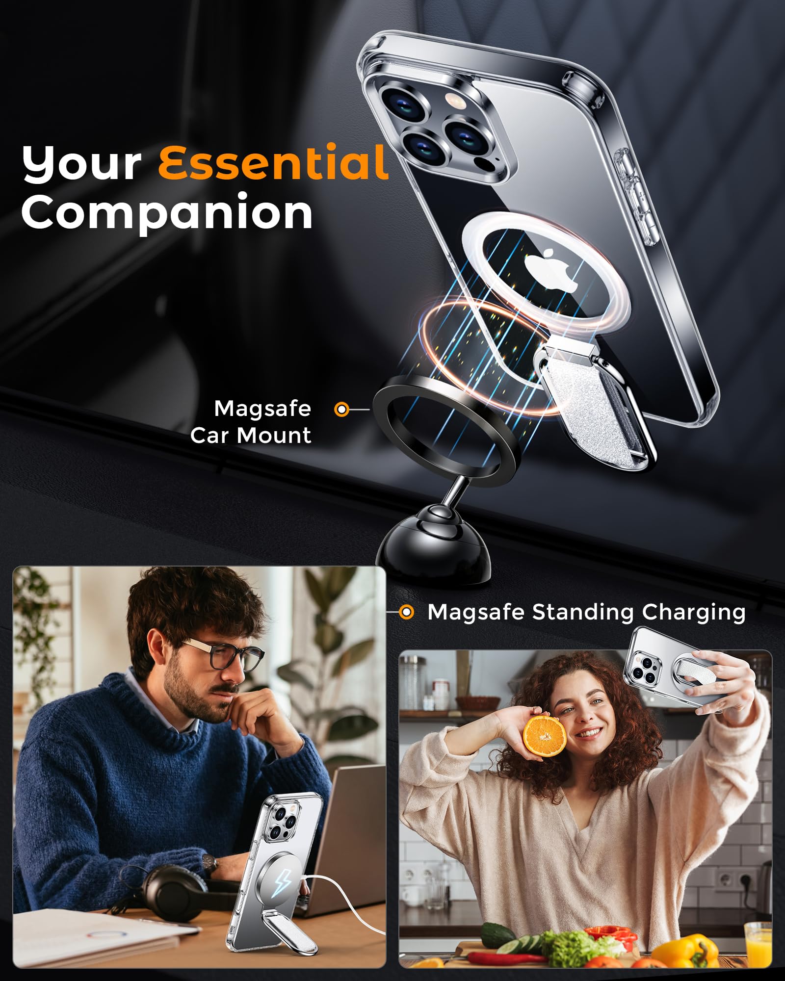 Shields Up For Iphone 16 Pro Case With Stand, 16 Pro Phone Case Clear With Ring Holder & Phone Grip [Compatible With Magsafe] Sh