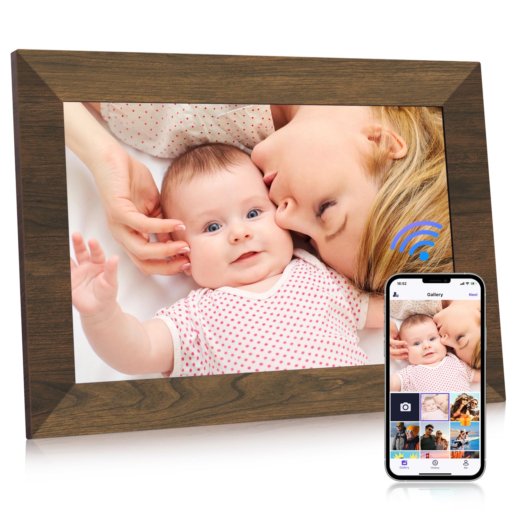 Uhale Digital Photo Frame 32Gb Storage 10.1 Inch Wifi Electronic Picture Frame Desktop Ips Touch Screen Hd Display Sd Card Slot