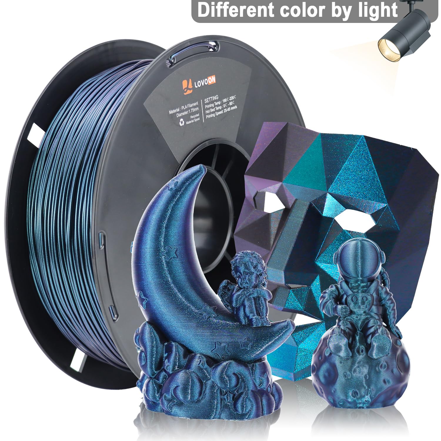 Lovoon 3D Pla Filament 1.75Mm Sparkle Glitter, Burnt Titanium 3D Printer Filament, Sparkle In Sunlight Filament, Subtle Glitter