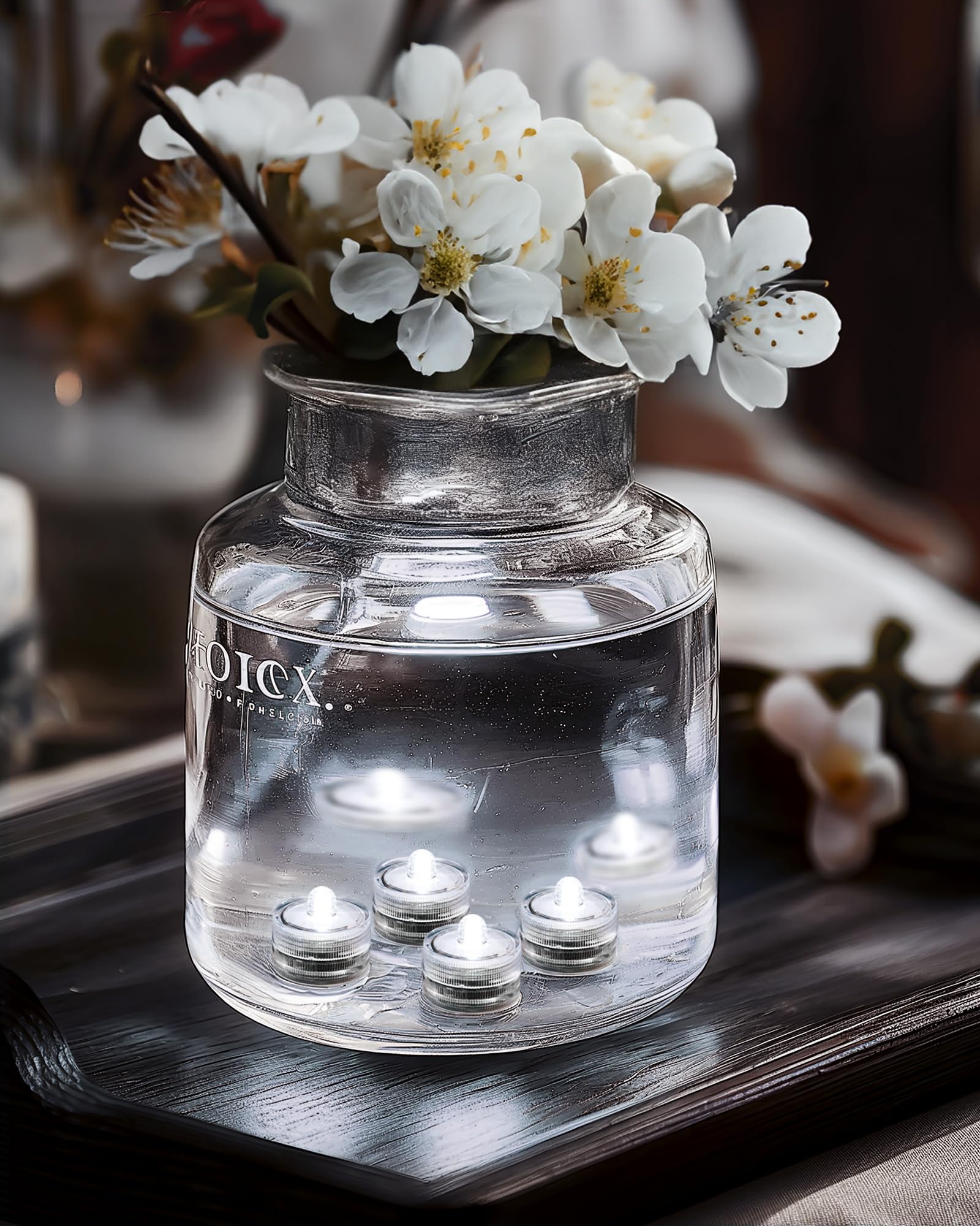 Homemory 24Pcs Mini Submersible Led Lights, 150+Hour Waterproof Small Tealight Candles,Battery Operated Underwater Efx Light For