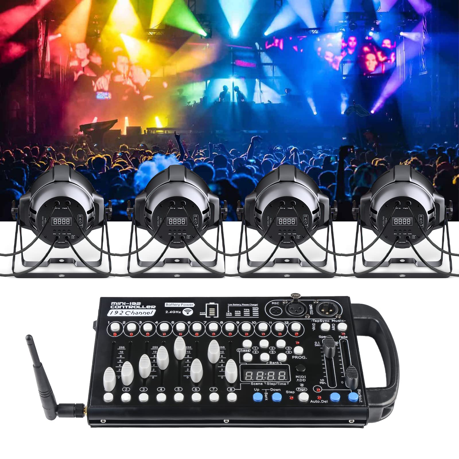 Mad Owl Built In Battery Ultra Thin Portable Dmx512 Console 192Ch Programmable Stage Lighting Controller 240 Different Scenes Fo