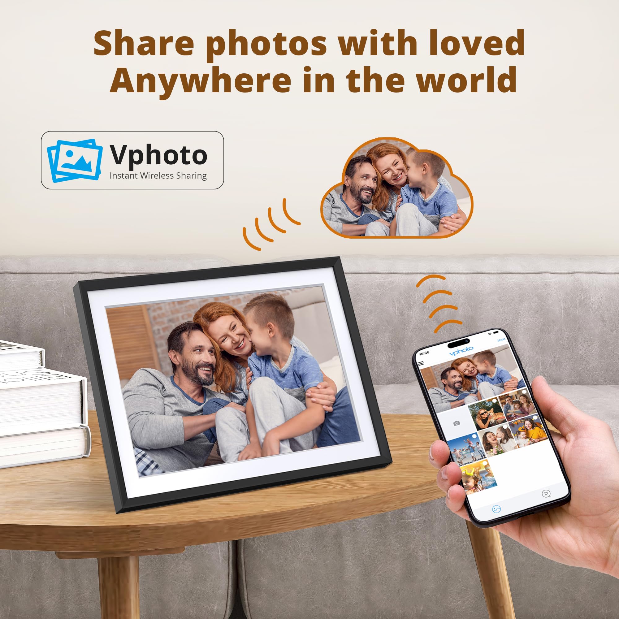 Dragon Touch 10.1'' Wifi Digital Picture Frame   1280*800 Hd Ips Touch Screen Digital Photo Frame Display, Auto Rotate, Share Ph