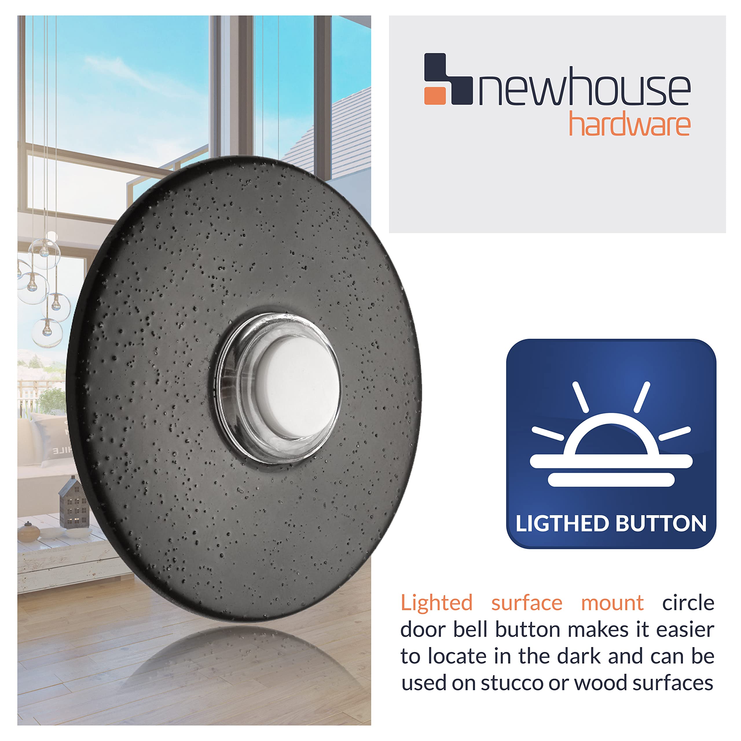 Newhouse Hardware Orb5Wl Lighted Doorbell Button, 1 Pack, Oil Rubbed Bronze