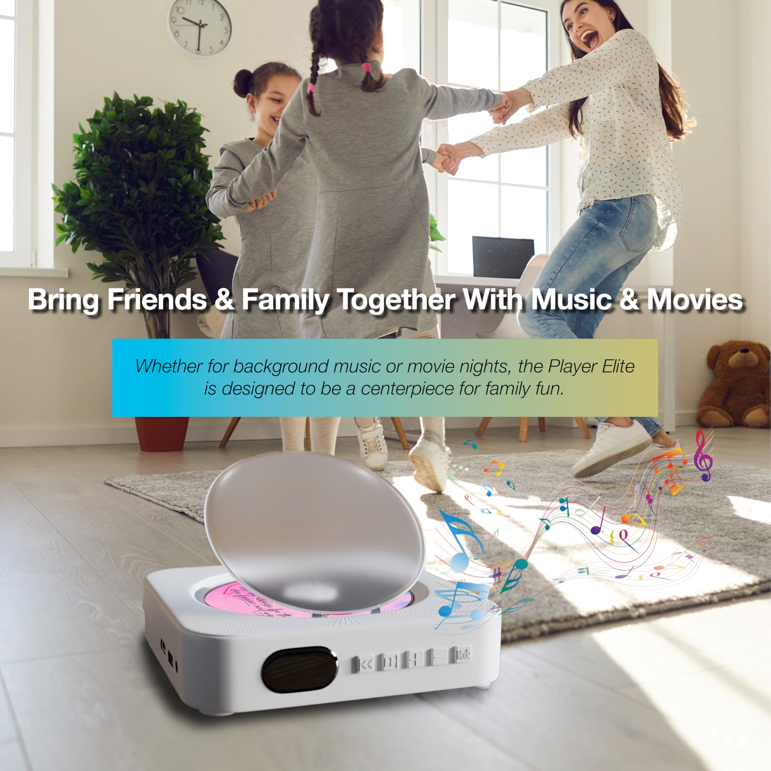 Player Elite Portable Cd Players For Home   Desk And Wall Mount Radio Cd Player. Hifi Desktop Cd Player With Radio, Dvd, Wireles