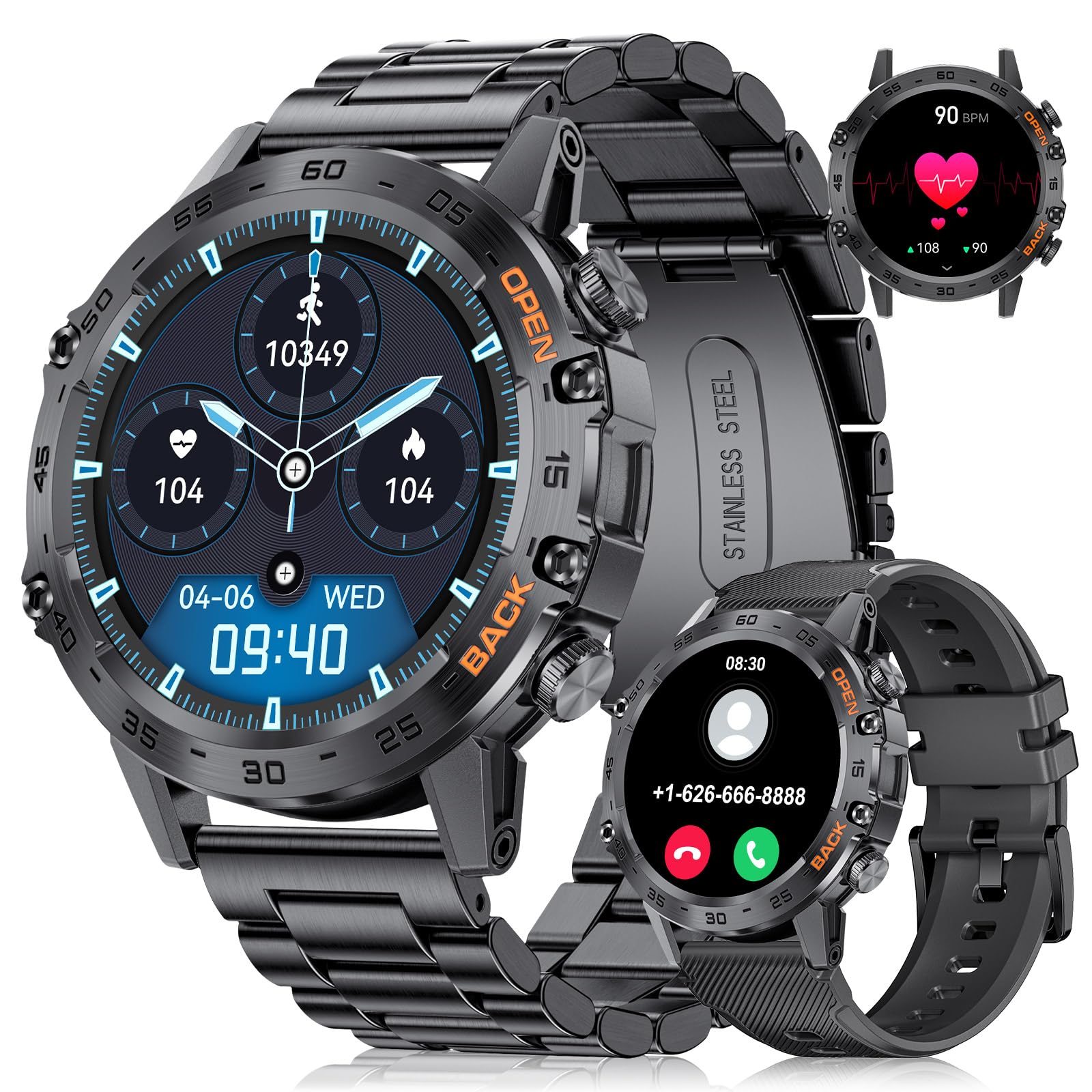 Foxbox Militray Smart Watch For Men, 1.39 ' ' Touchcreen Smartwatch Answer/Make Calls With 100 Sports Modes, Ip68 Waterproof, 40