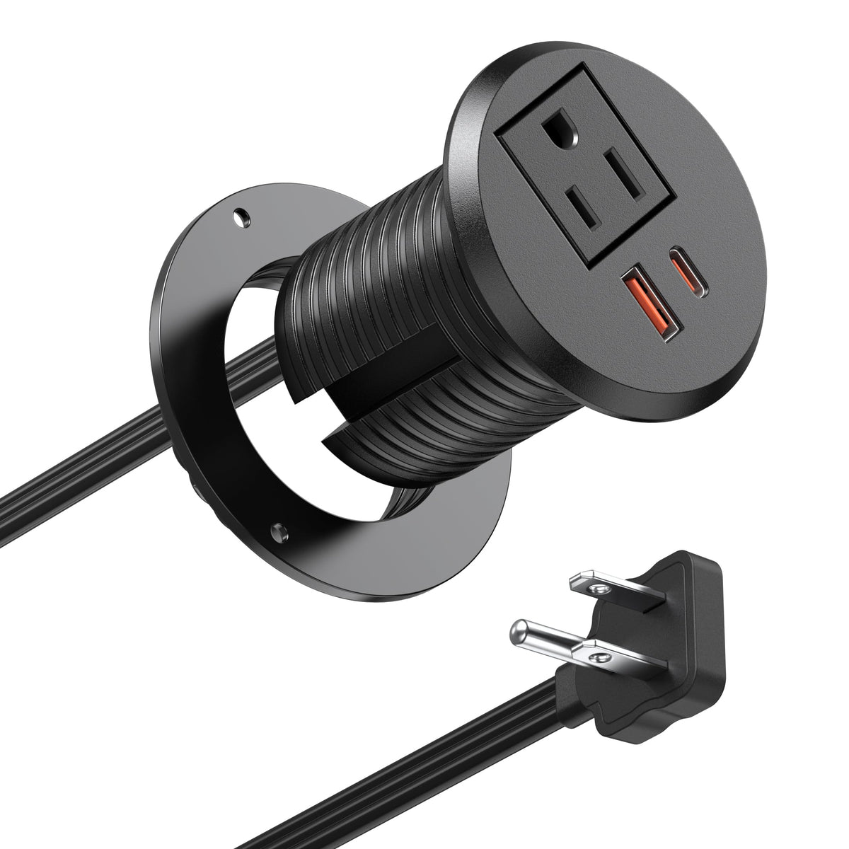 Desktop Power Grommet 2 Inch Hole,Pd 30W Usb C Fast Charging Station,Ultra Thin Flat Plug Power Strip,Recessed Outlet,Slim Outle