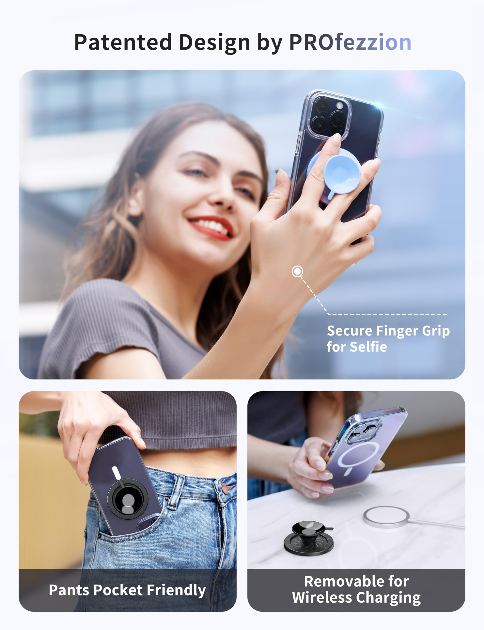 Profezzion Stylish Suction Cup Magnetic Phone Mount For Magsafe Case, Silicone Octo Cup Buddy Sticky Grip For Iphone & Android,