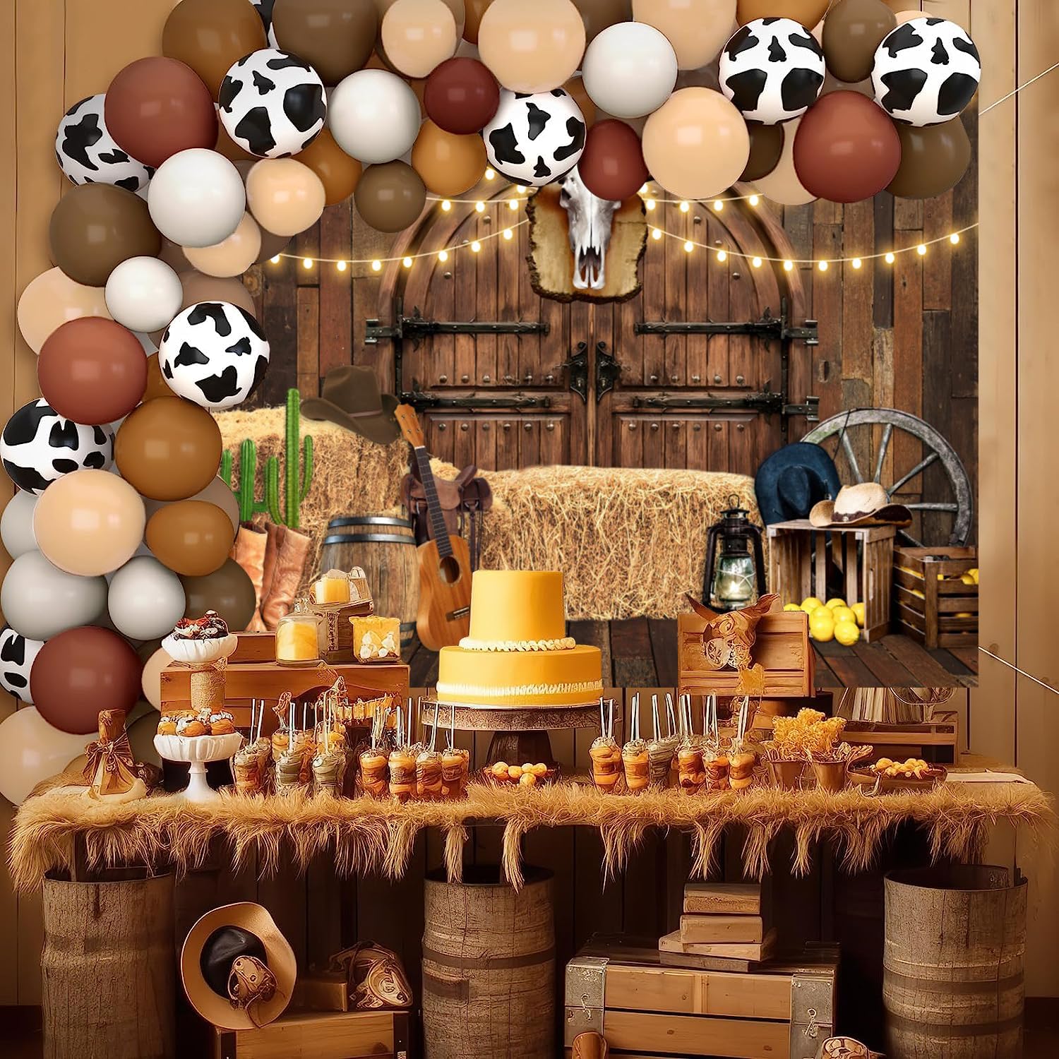 Western Cowboy Backdrop 10X8Ft Wild West Rodeo Saloon Barn Door Rustic Wooden House Country Fall Farm Warehouse Barnyard Photogr