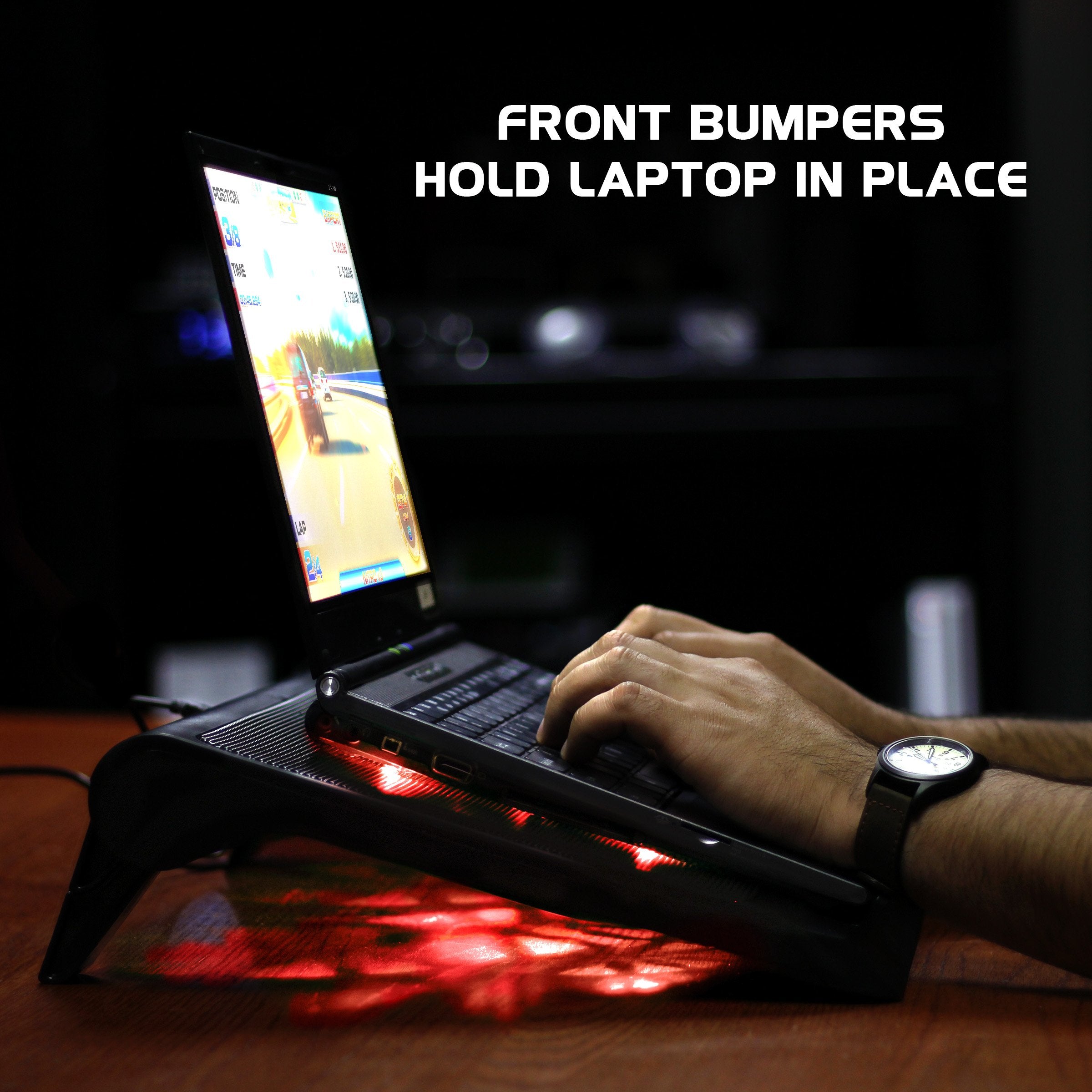 Enhance Gaming Cooling Pad, 5 Fans & Adjustable Height, Fits Up To 17 Inch Laptops, Red, Air Cooling Method, 3 Year Warranty