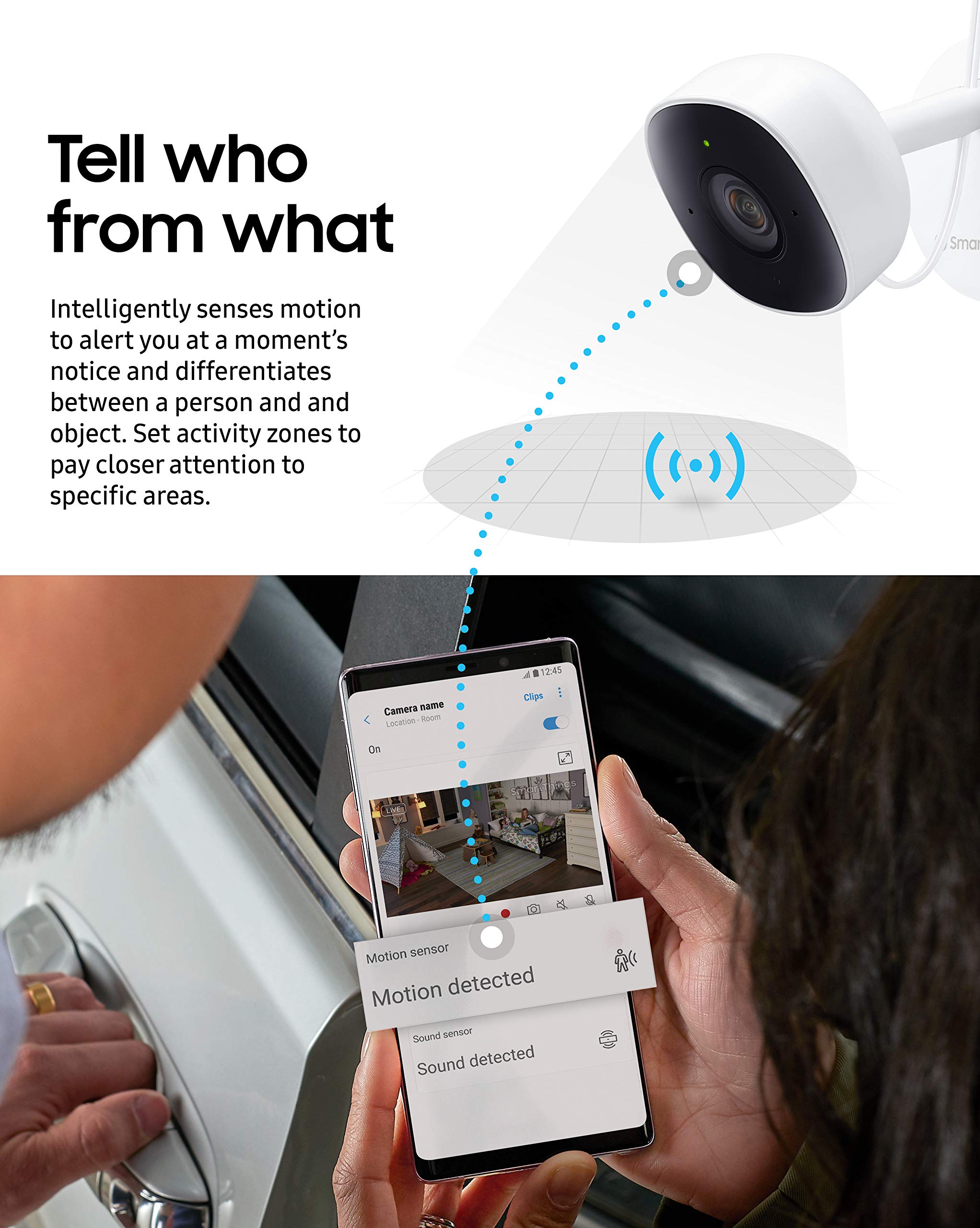 Samsung Smartthings Indoor Security Camera (Gp U999Covlbda), 1080P Hd Video With Hdr, Night Vision, Advanced Motion Detection, A