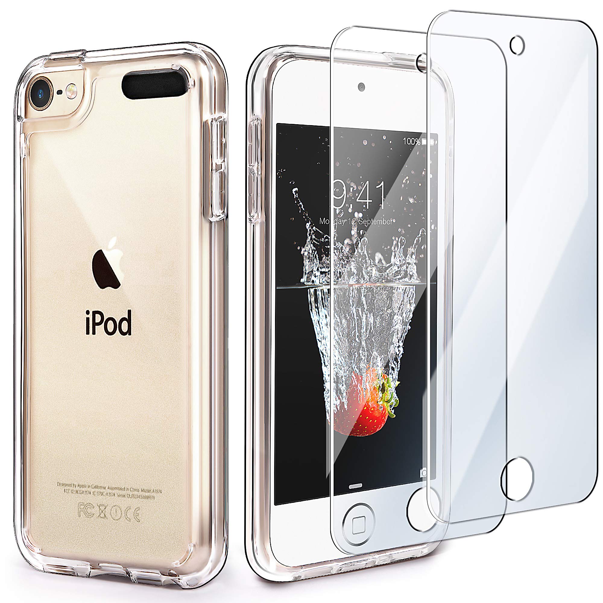 Idwell Ipod Touch 7 Case Clear, Touch 6 Touch 5 Case With 2 Screen Protectors, Clear Slim Soft Tpu Bumper Hard Cover For Ipod To
