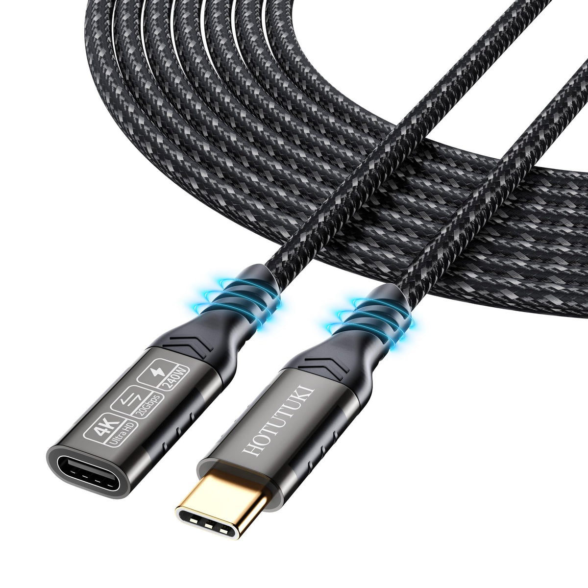 Usb C Extension Cable 10Ft,Usb C Female To Usb C Male Cable Long,Usc To Usc Extender Cable Usb 3.2 Extension 240W Pd Fast Chargi