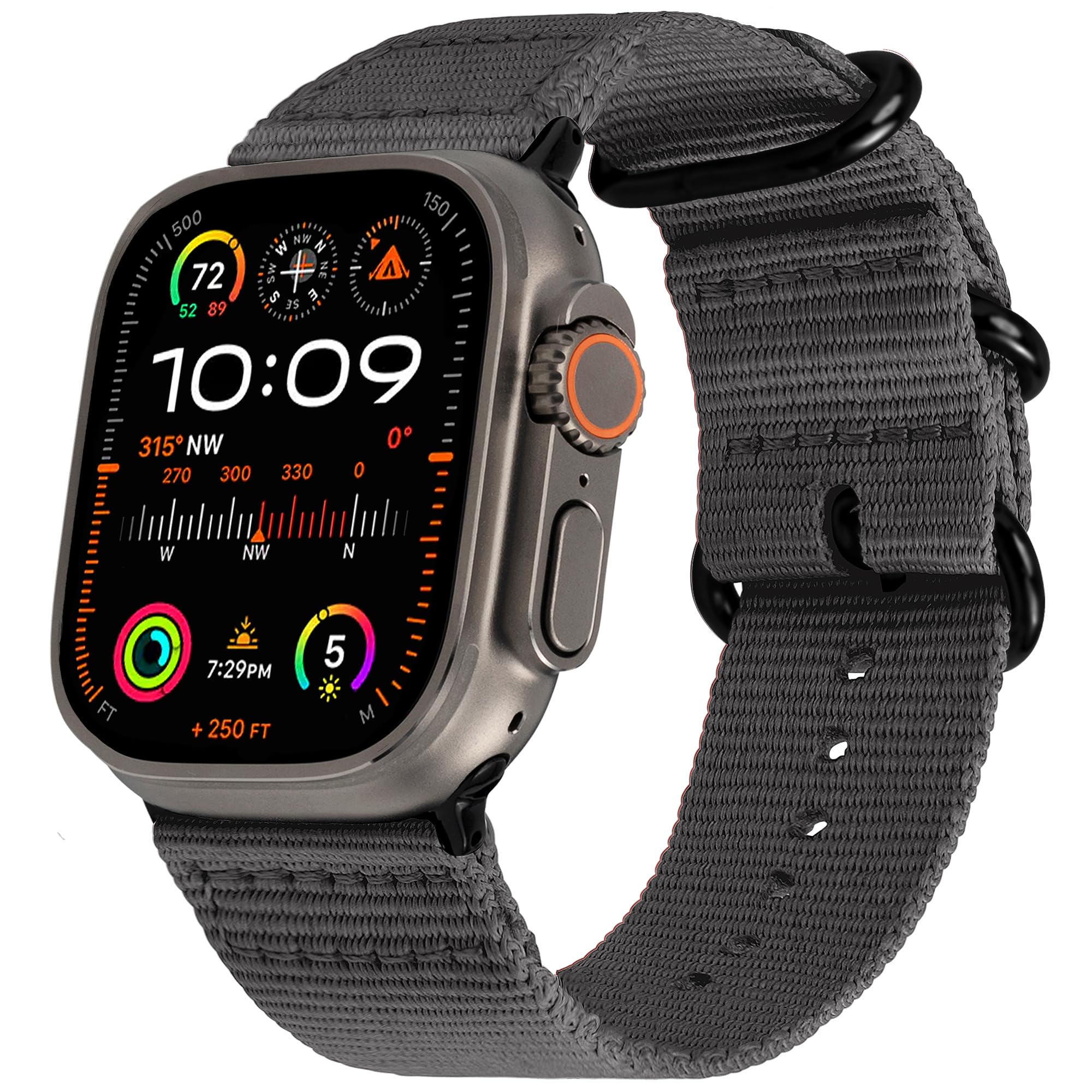 Carterjett Compatible With Apple Watch Band 45Mm 44Mm 42Mm Xxl Nylon Iwatch Band Replacement Strap Extra Large Xl Long Grey Spor