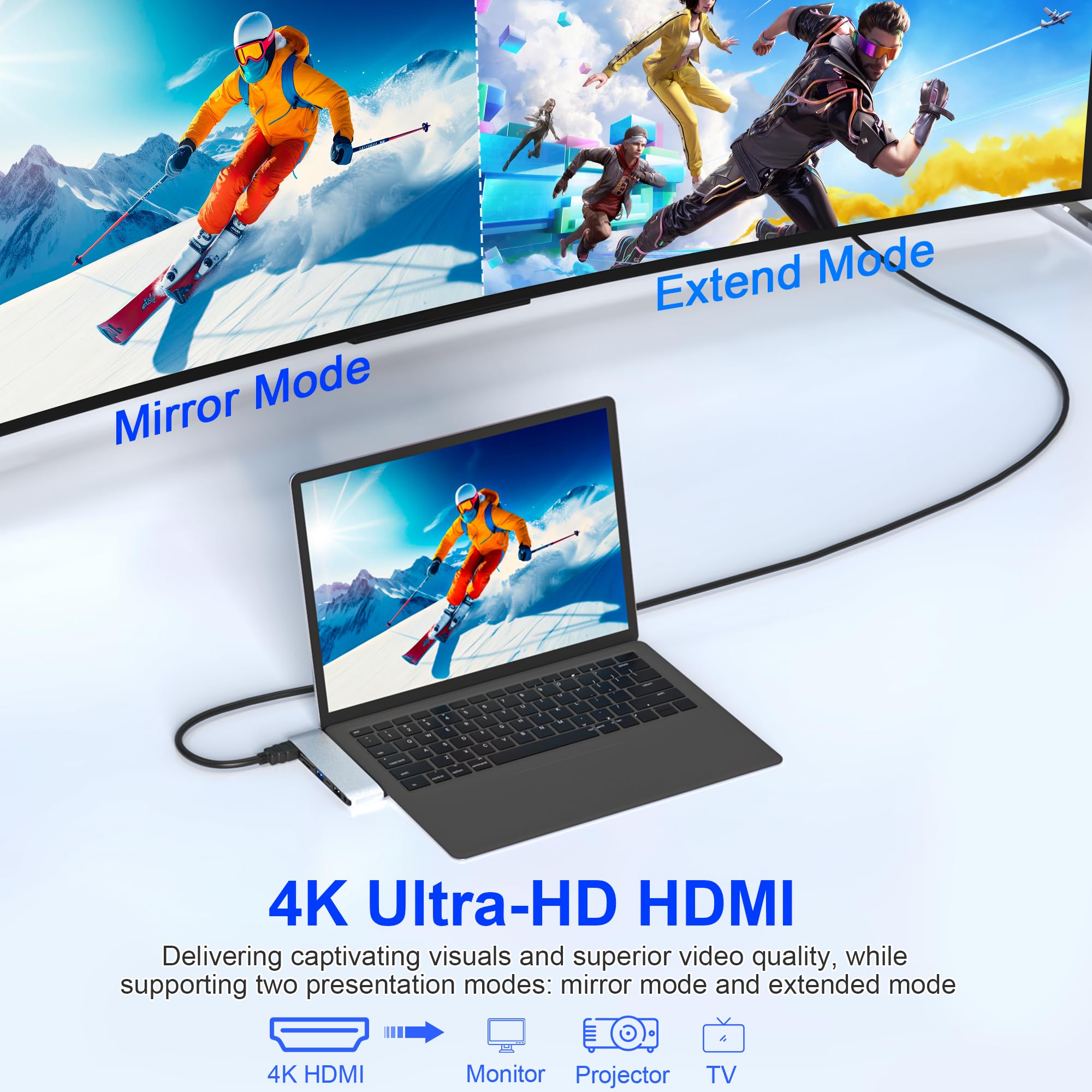 Surface Laptop 5/4/3 Hub Docking Station, Surface Laptop Accessories (4K@30Hz Hdmi +2*Usb 3.0 +Usb C +Sd/Tf Card Slot +3.5Mm Aud