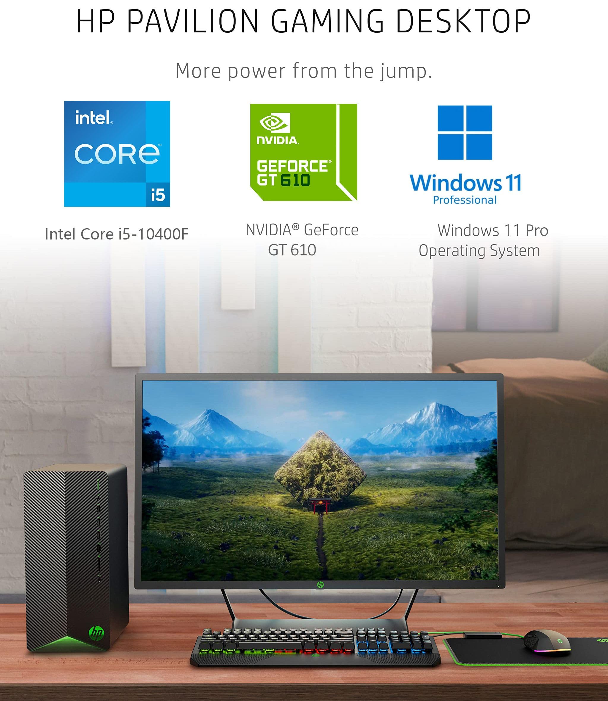 Hp Pavilion Tower Pc Desktop Computer, 16Gb Ddr4 Ram, 512Gb Pcie Ssd, Intel 6-Core I5-10400F (Beat I7-8700), Geforce Gt 610 2Gb,