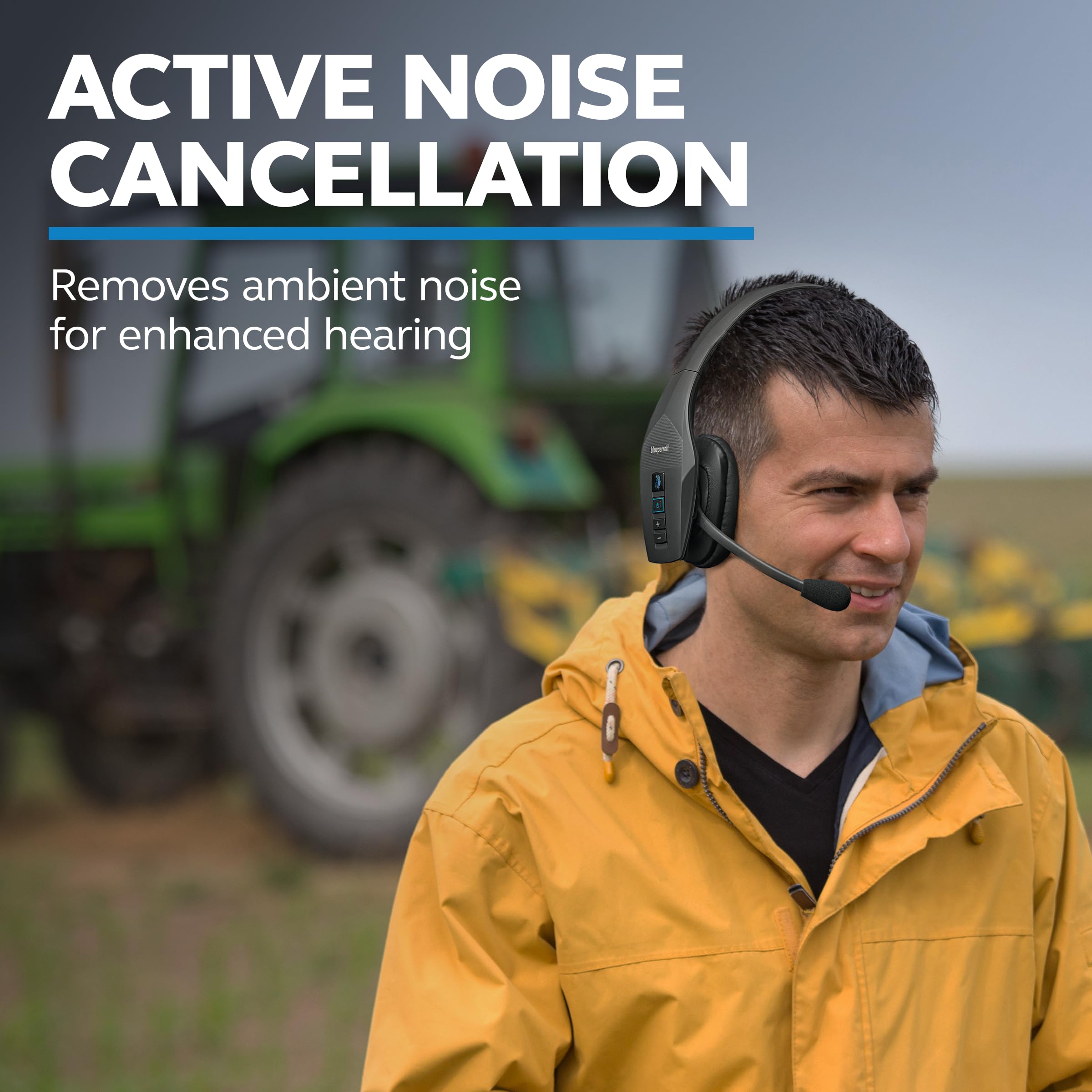 Blueparrott S650-Xt Bluetooth Wireless Headphones 96% Noise Canceling Over Head Trucker Headset With Mic, 2-In-1 Convertible Ste