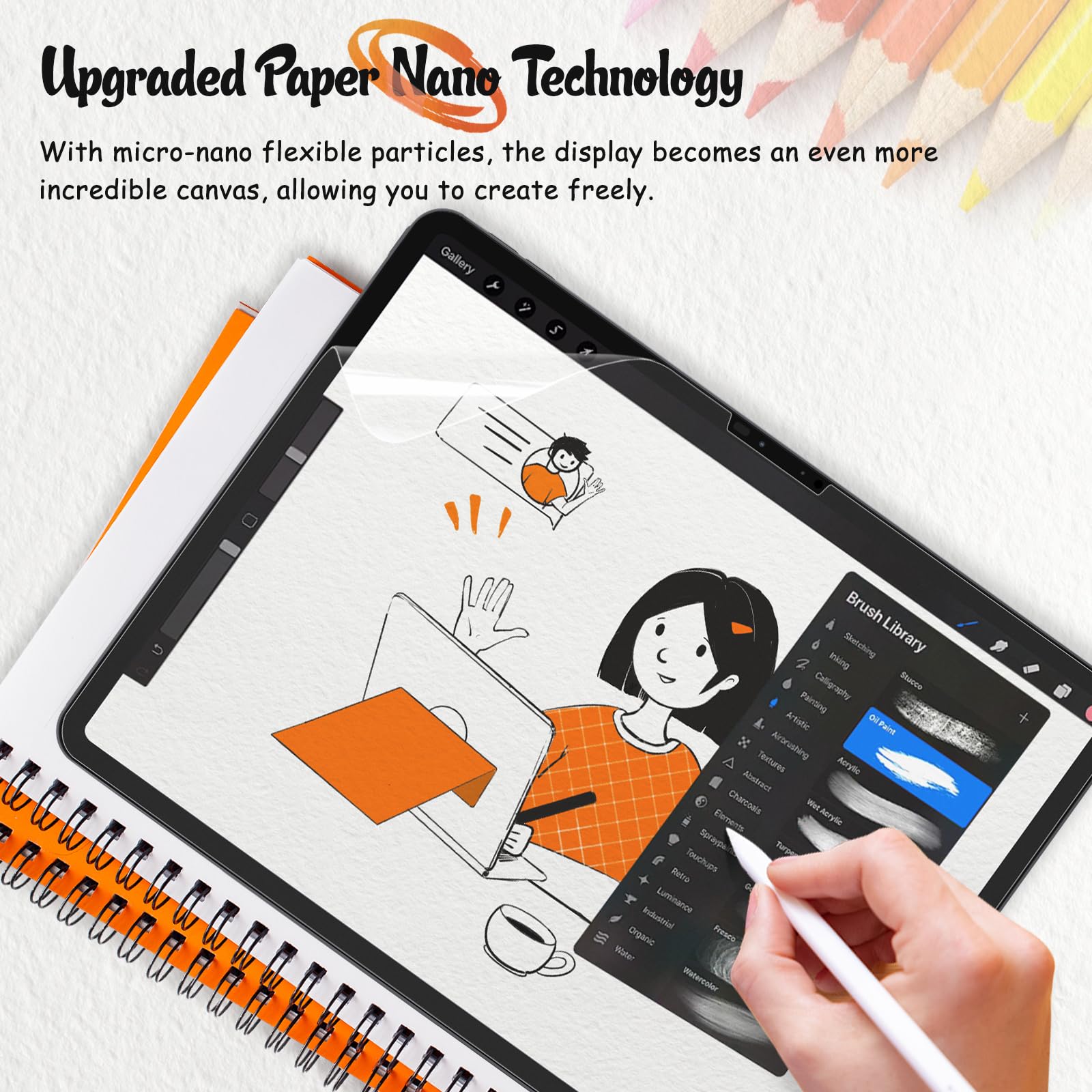 Kct 2Nd Papernano Screen Protector Compatible With Ipad Pro 11 Inch 2024 (M4), Paper Nano Texture Film For Drawing, Nib Friendly, Anti Glare 2 Pack
